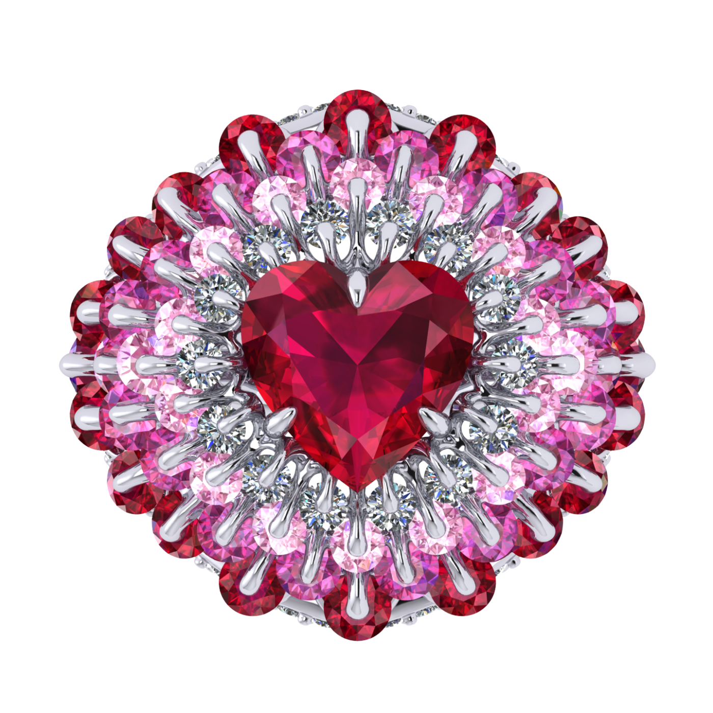Ring 'The frame without the central stone', collection Royal Whim, Ruby, Diamond, Sapphire, 18K Gold | Photo 2