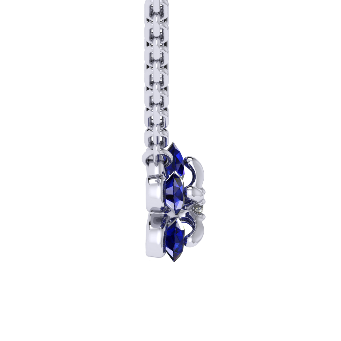 Necklace «Tsvetodelika», collection Waltz of Flowers, MOISEIKIN, Diamond, Sapphire, Ruby, 18K White | Photo 3