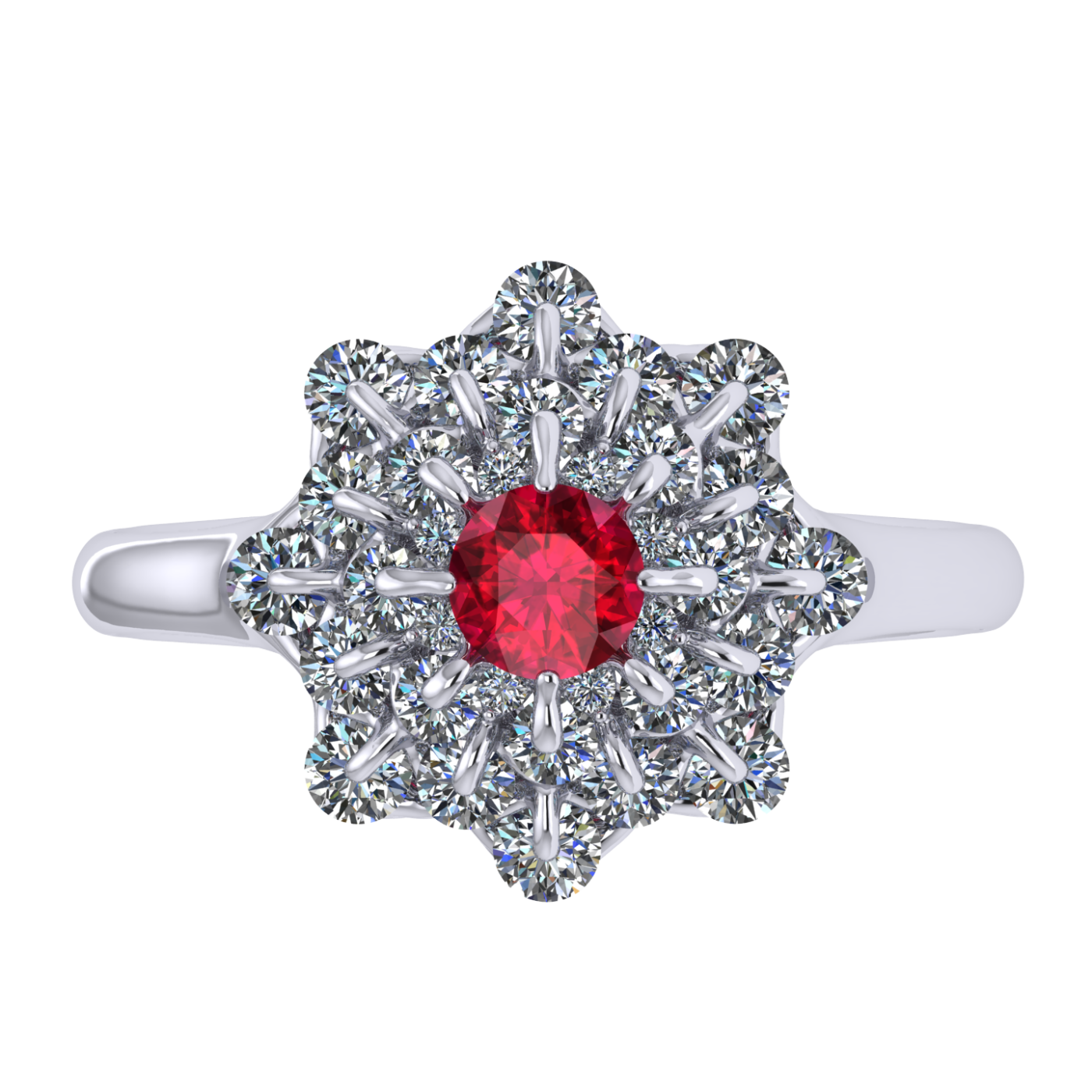 Ring collection Waltz of Snowflakes, Ruby, Diamond, 18K White Gold | Photo 3