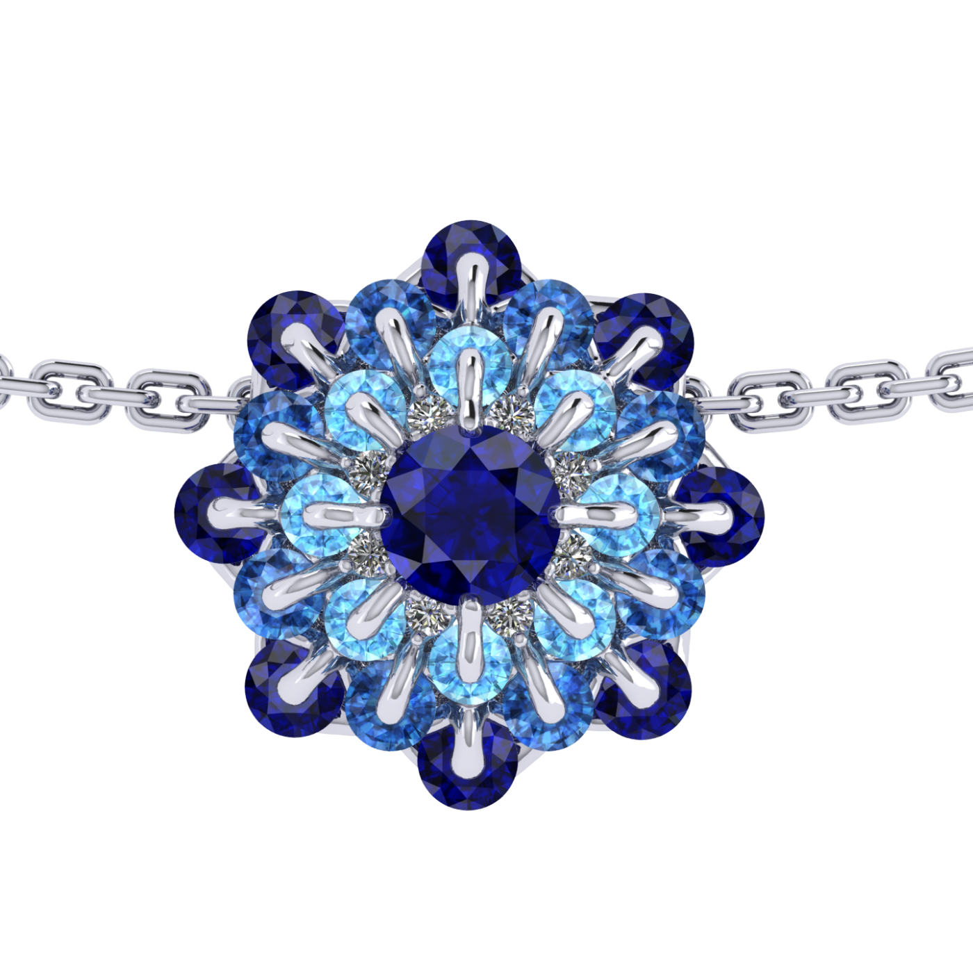 Pendant collection Ball of Colours, MOISEIKIN, Sapphire, Diamonds, 18K White Gold | Photo 1