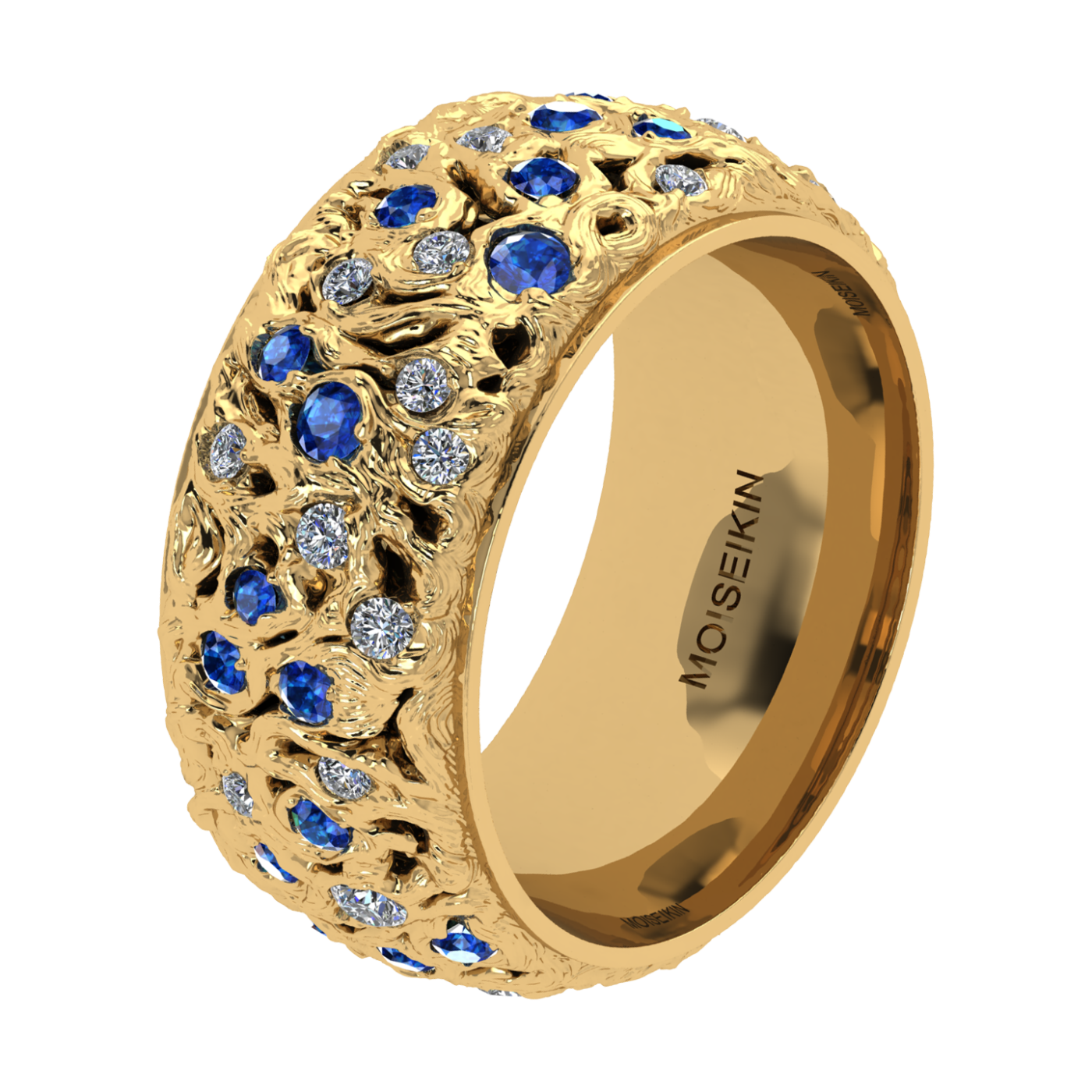 Ring collection Starry Night, MOISEIKIN, Diamond, Sapphire, 18K Yellow Gold | Photo 1