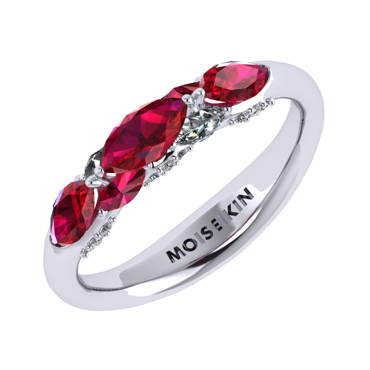 Ring collection Harmony of Water, MOISEIKIN, Ruby, Diamond, 18K White Gold | Photo 1