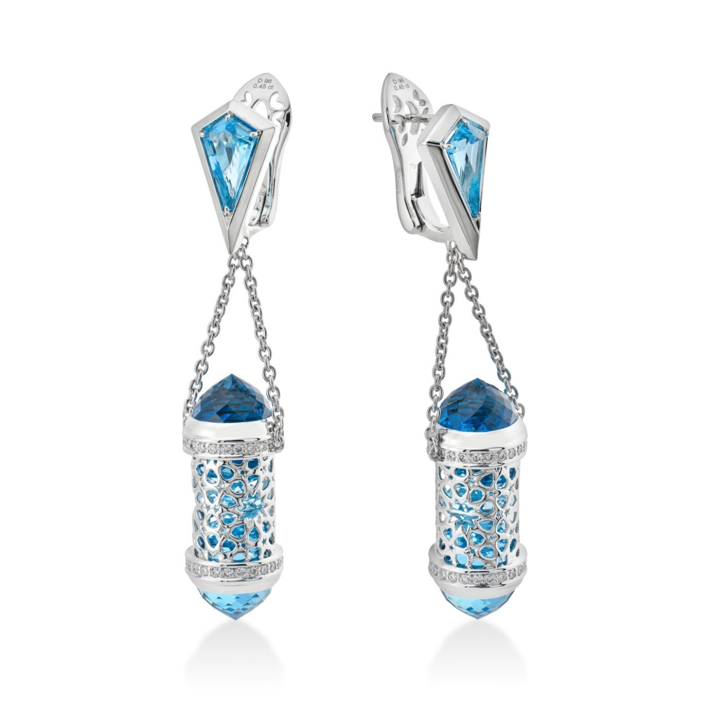 Earrings collection Minara, MOISEIKIN, Diamond, Topaz, 18K White Gold