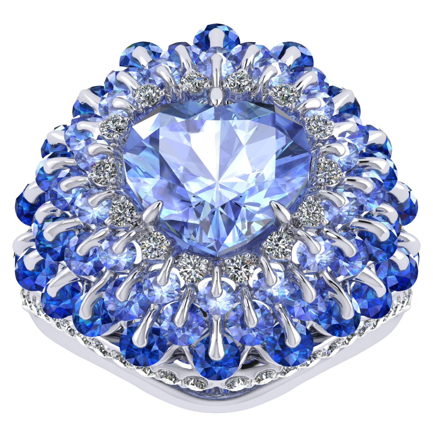 Ring 'The frame without the central stone', collection Royal Whim, Sapphire, Diamond, Ruby, 18K Gold | Photo 2