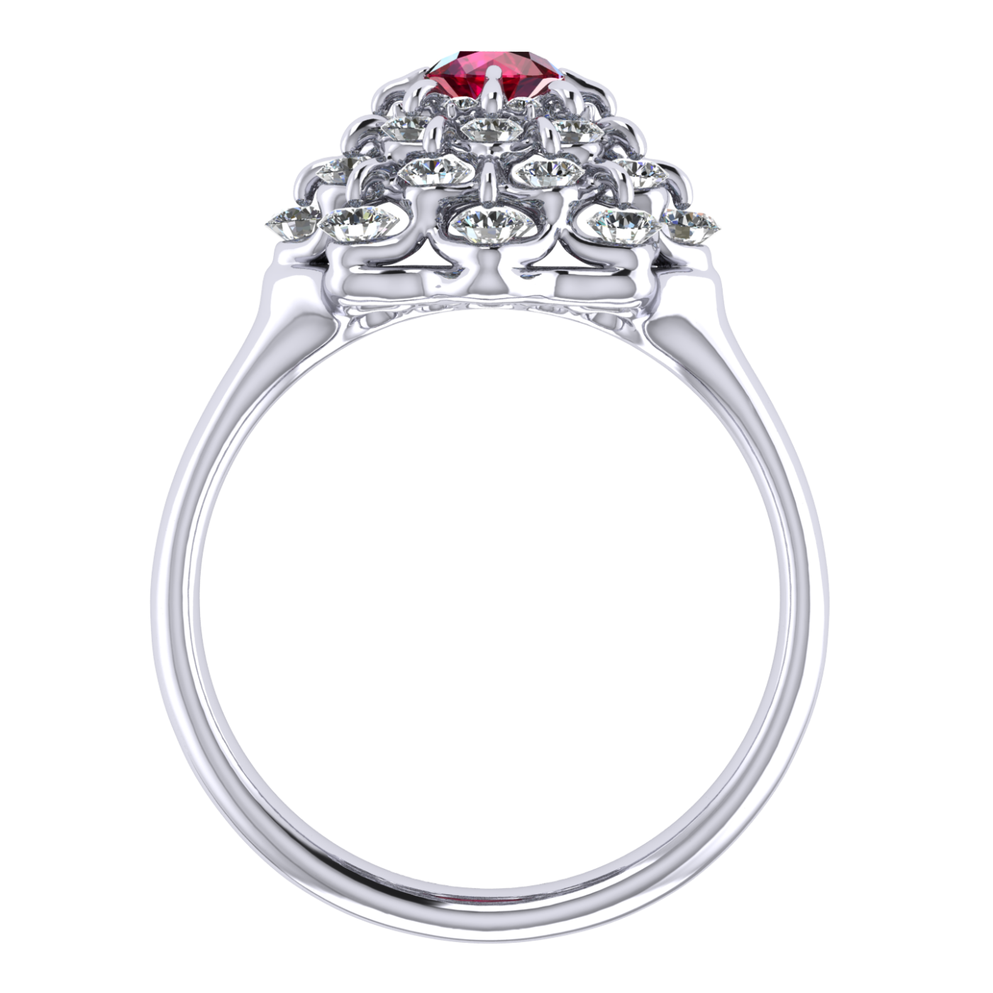 Ring collection Waltz of Snowflakes, Ruby, Diamond, 18K White Gold | Photo 4
