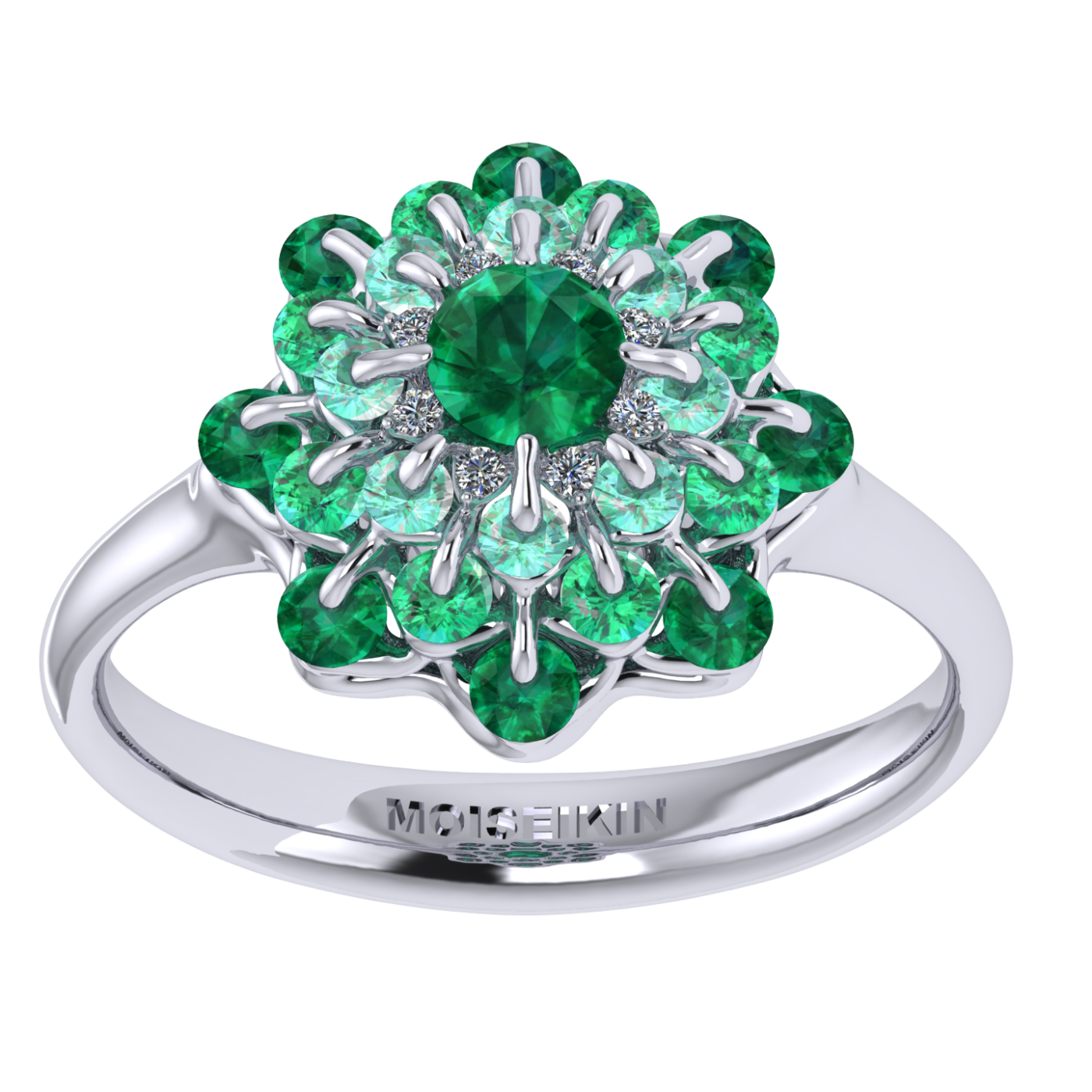 Ring collection Ball of Colours, MOISEIKIN, Emerald, Diamonds, 18K White Gold | Photo 2