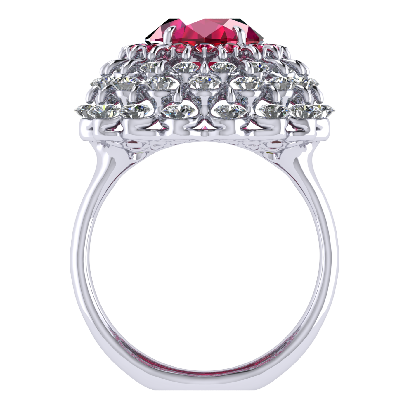 Ring 'The frame without the central stone', collection Ball of Colours, Ruby, Diamond, 18K White Gold | Photo 3