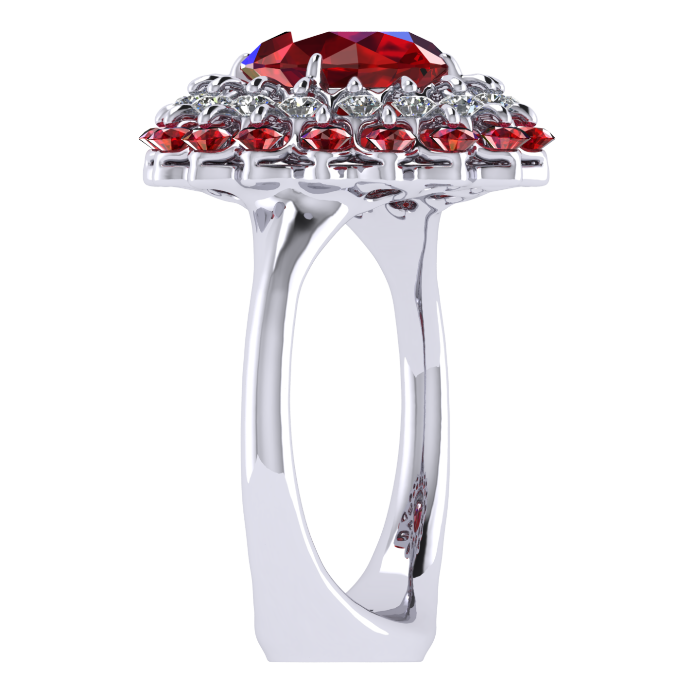 Ring collection Ball of Colours, Spinel, Diamond, Ruby, 18K White Gold | Photo 5