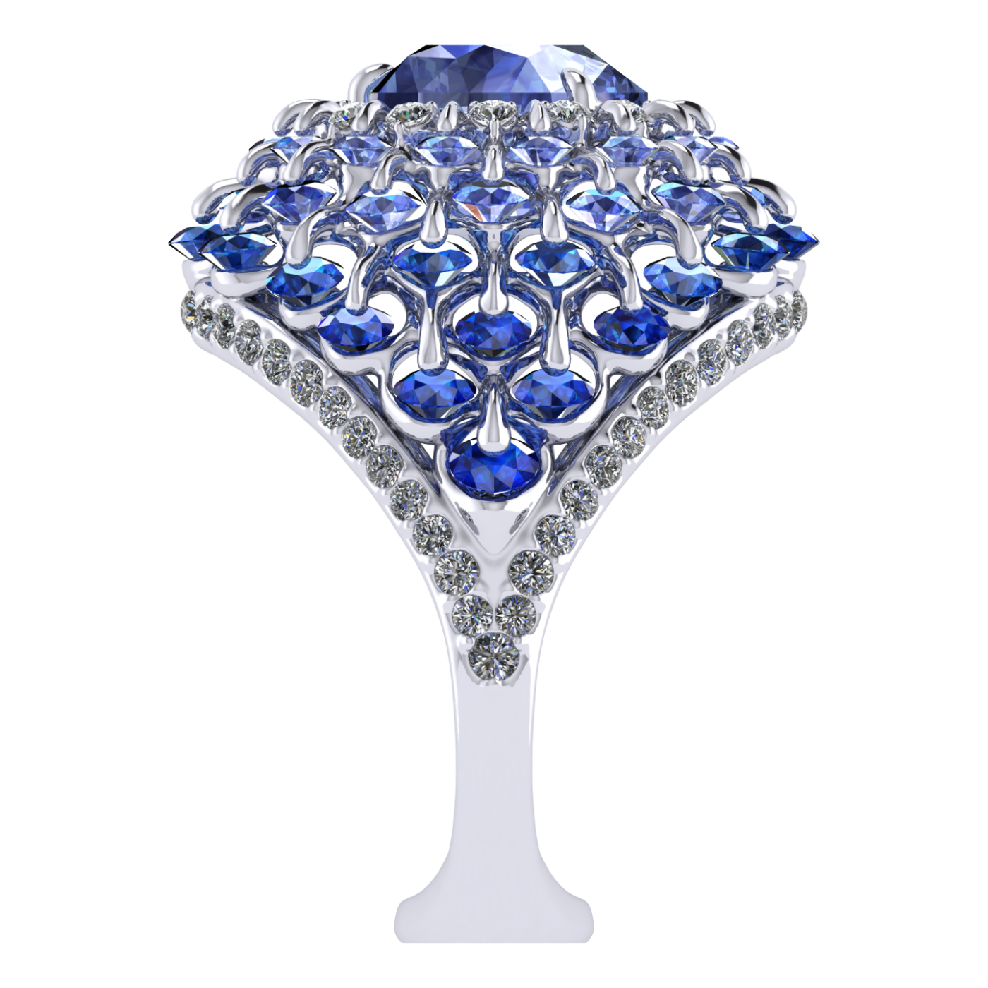 Ring 'The frame without the central stone', collection Royal Whim, Sapphire, Diamond, Ruby, 18K Gold | Photo 6