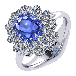 Setting: Ring collection Ball of Colours, Sapphire, Diamond, 18K White Gold