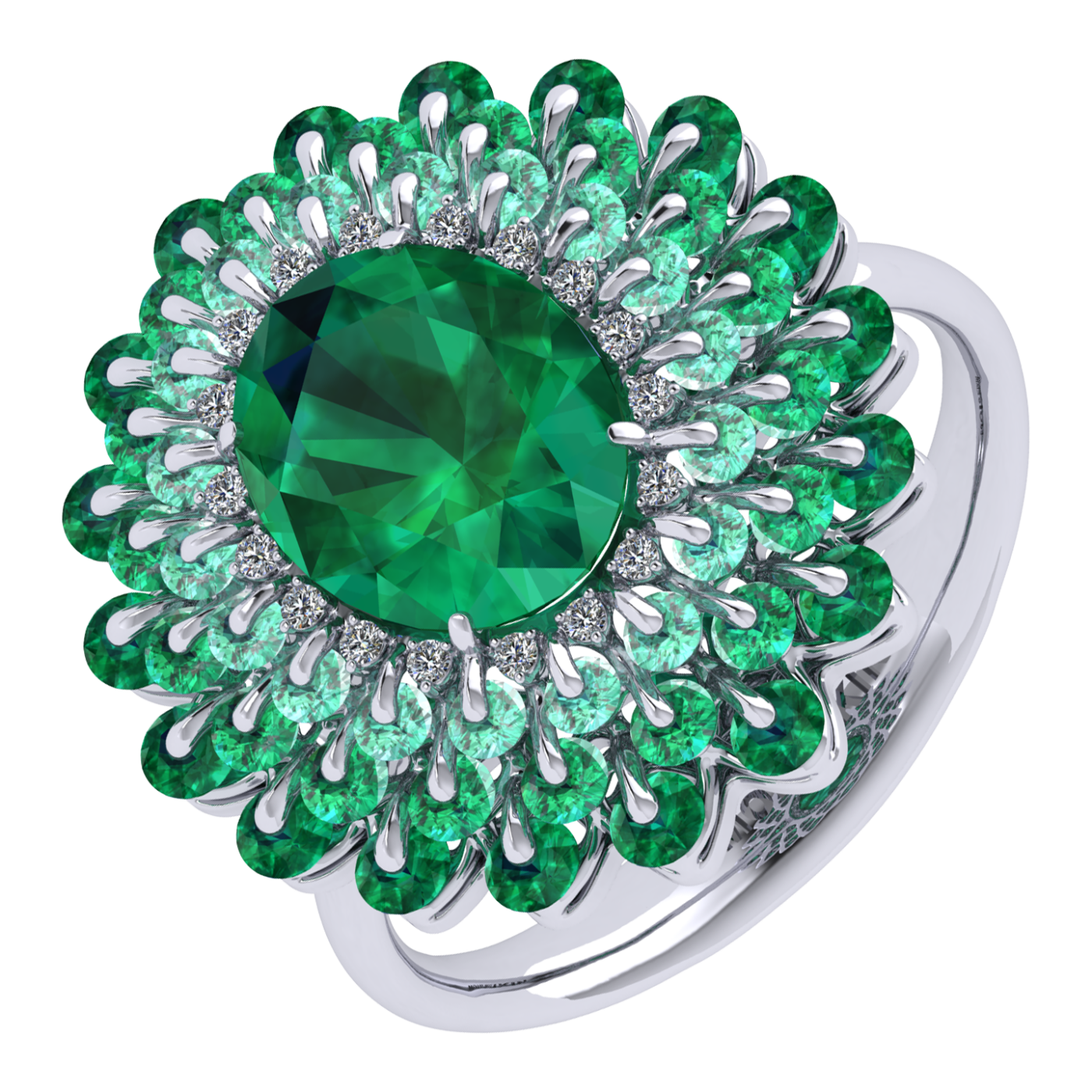 Ring «Oprava bez centralnogo kamnya», collection Ball of Colours, MOISEIKIN, Emerald, Diamond | Photo 1