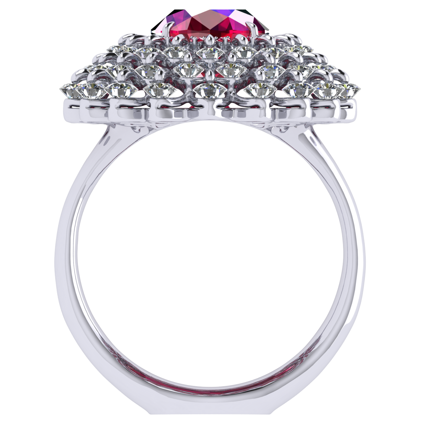 Ring 'The frame without the central stone', collection Ball of Colours, Ruby, Diamond, 18K White Gold | Photo 3
