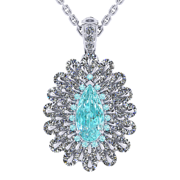Setting: Ring Paraiba tourmaline, Diamond, Sapphire, 18K White Gold