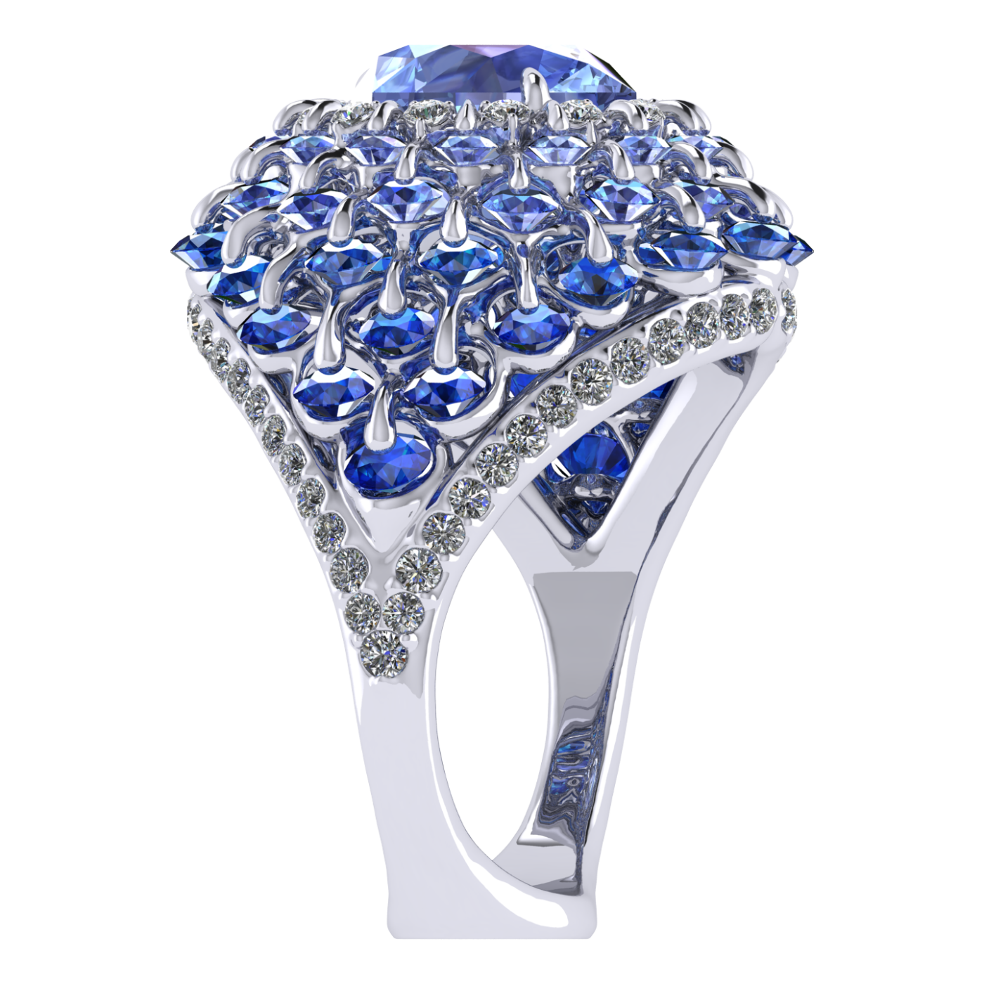 Ring 'The frame without the central stone', collection Royal Whim, Sapphire, Diamond, Ruby, 18K Gold | Photo 5