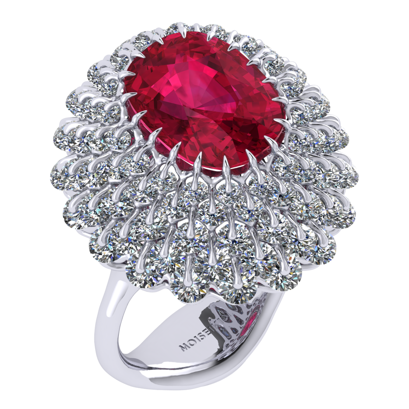 Ring 'Setting', collection Ball of Colours, Spinel, Diamond, 18K White Gold | Photo 1
