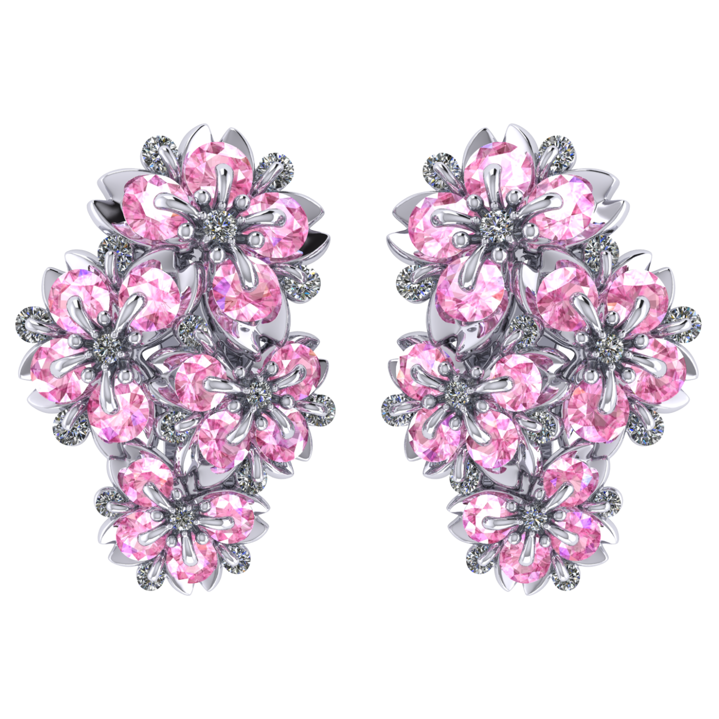 Earrings collection SakuraMai, MOISEIKIN, Diamond, Sapphire, 18K White Gold | Photo 1