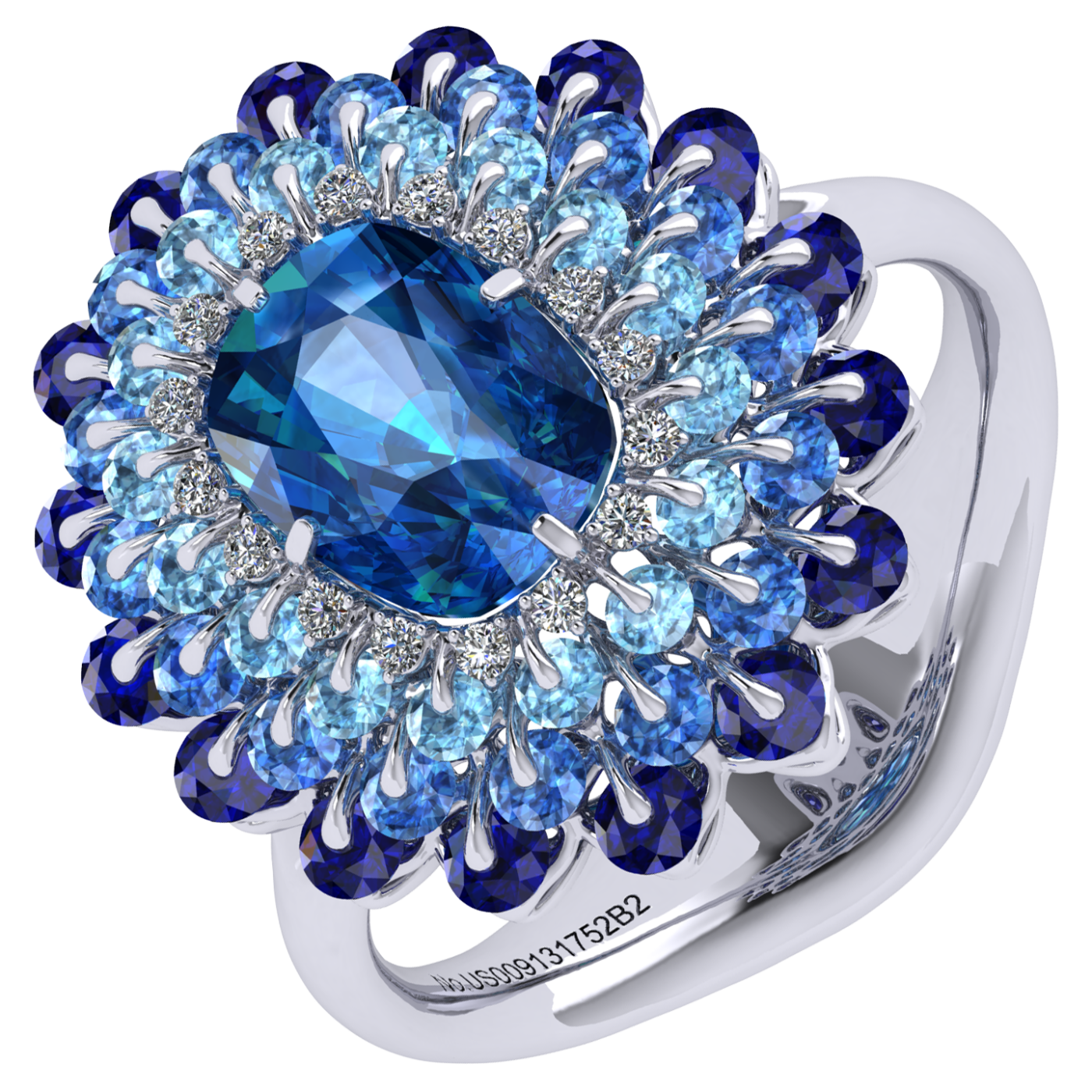 Ring 'The frame without the central stone', collection Ball of Colours, Sapphire, Diamond | Photo 1