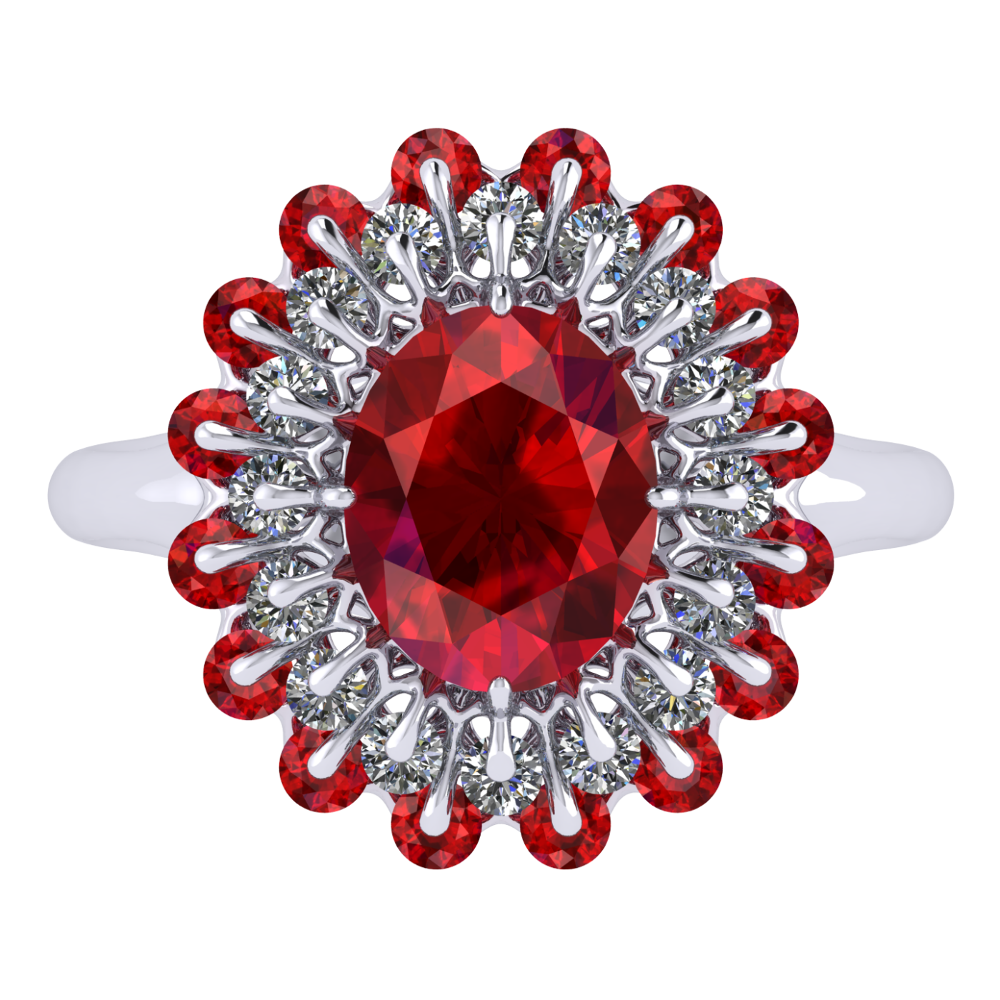 Ring collection Ball of Colours, Spinel, Diamond, Ruby, 18K White Gold | Photo 3