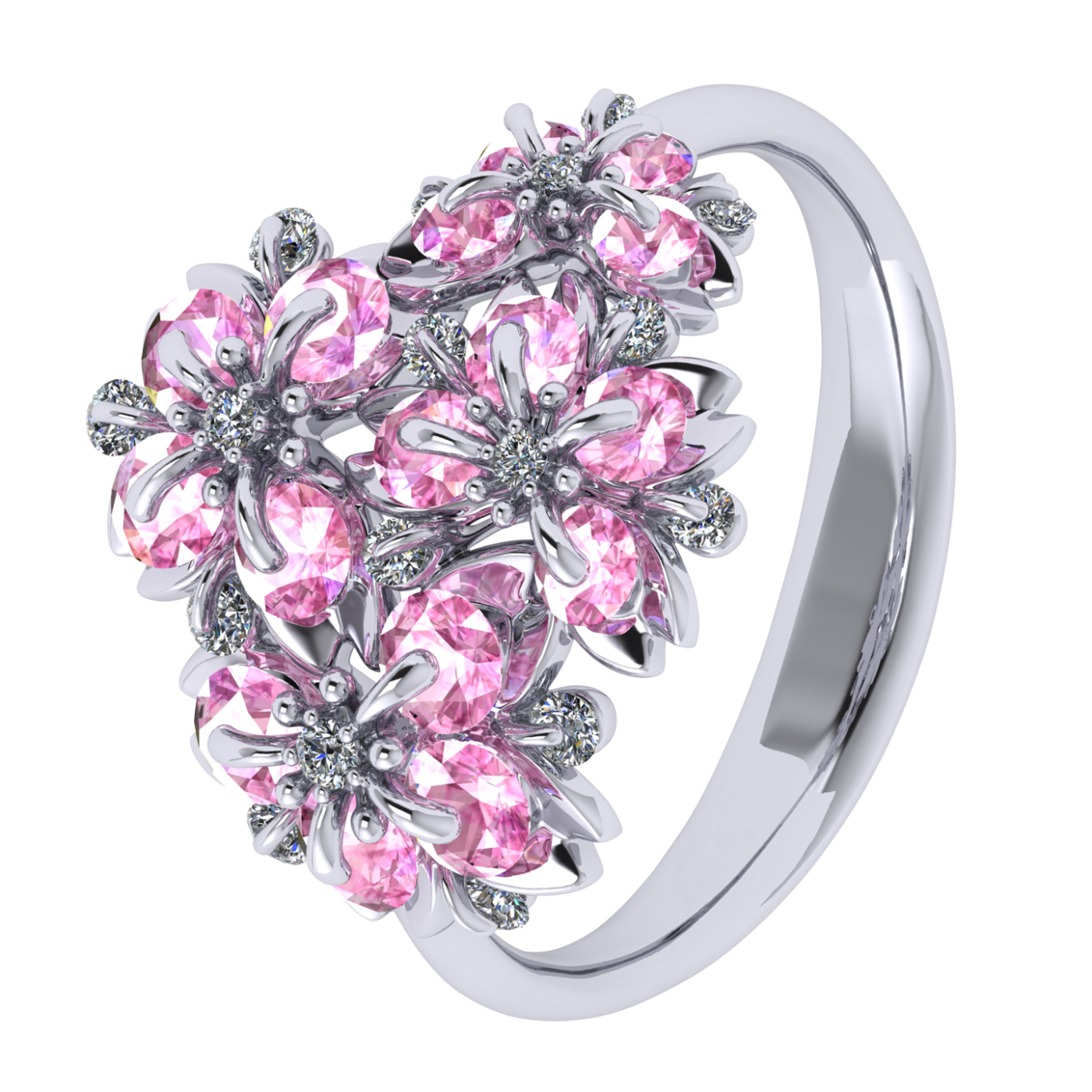 Ring collection SakuraMai, MOISEIKIN, Diamond, Sapphire, 18K White Gold | Photo 1