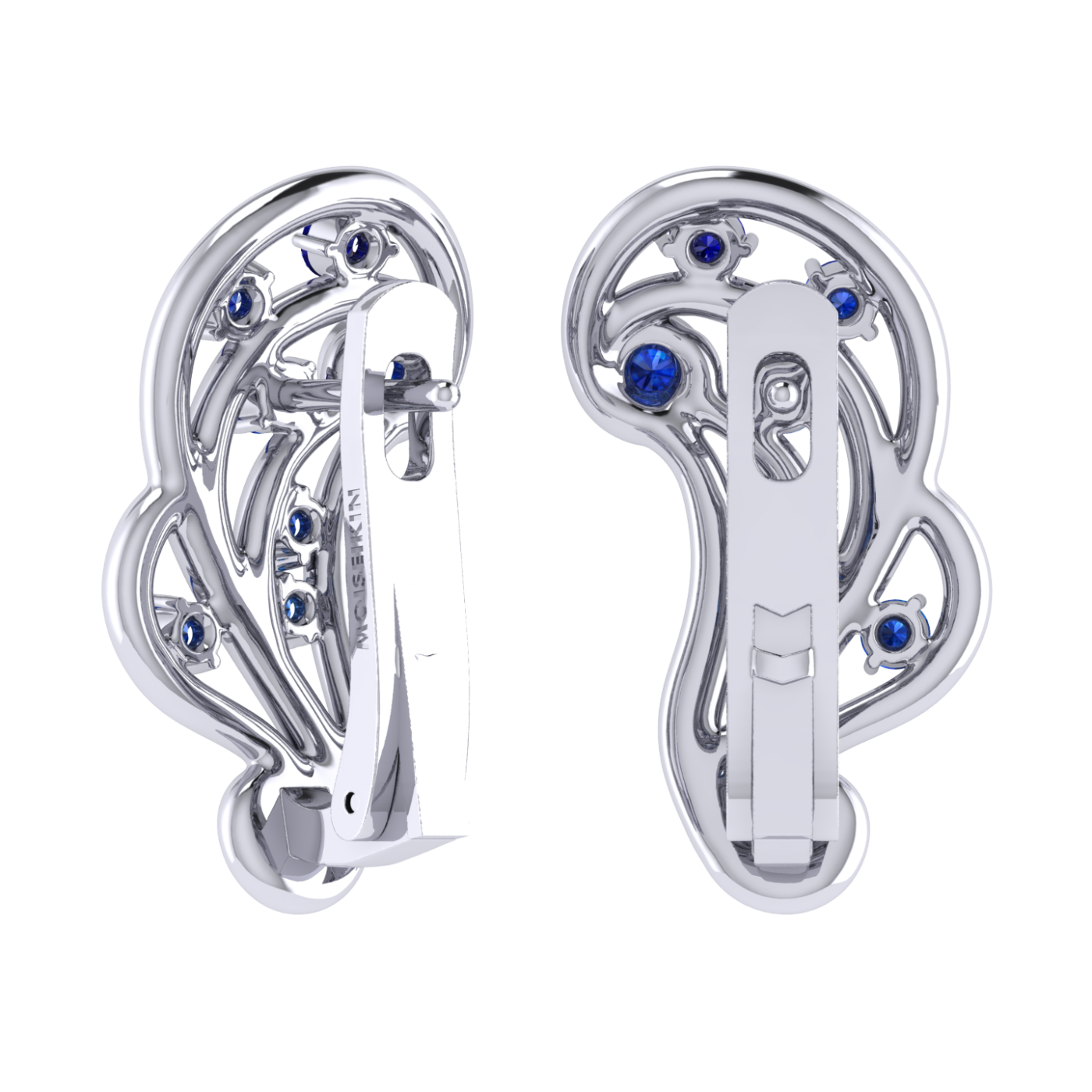 Earrings Amethyst, Sapphire, 18K White Gold | Photo 8