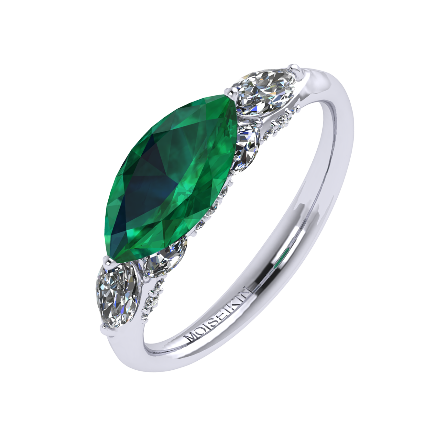 Ring 'The frame without the central stone', collection Harmony of Water, Emerald, Diamond | Photo 1