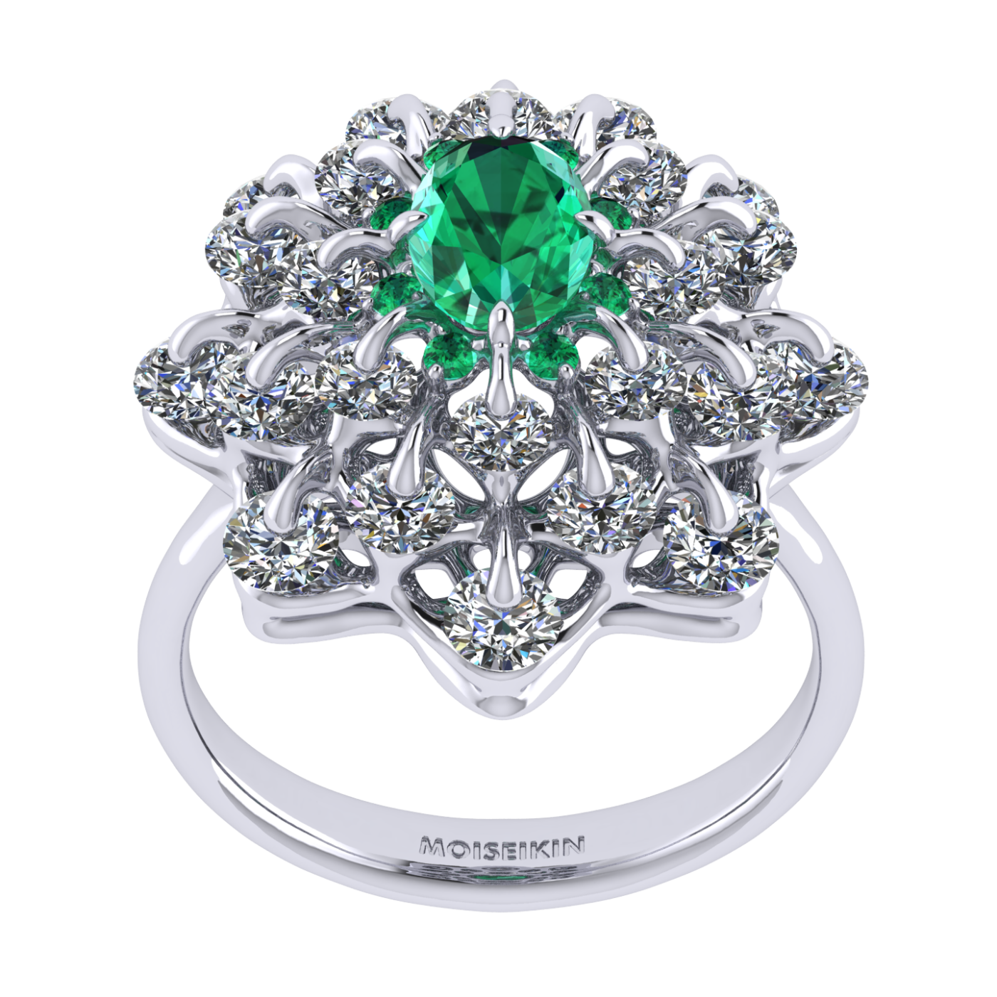 Ring 'The frame without the central stone', collection Ball of Colours, Emerald, Diamond | Photo 4