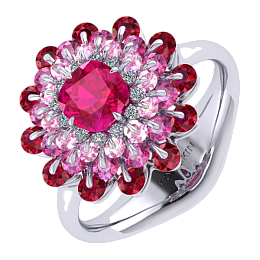 Setting: Ring collection Ball of Colours, Spinel, Diamond, Sapphire, Ruby, 18K White Gold