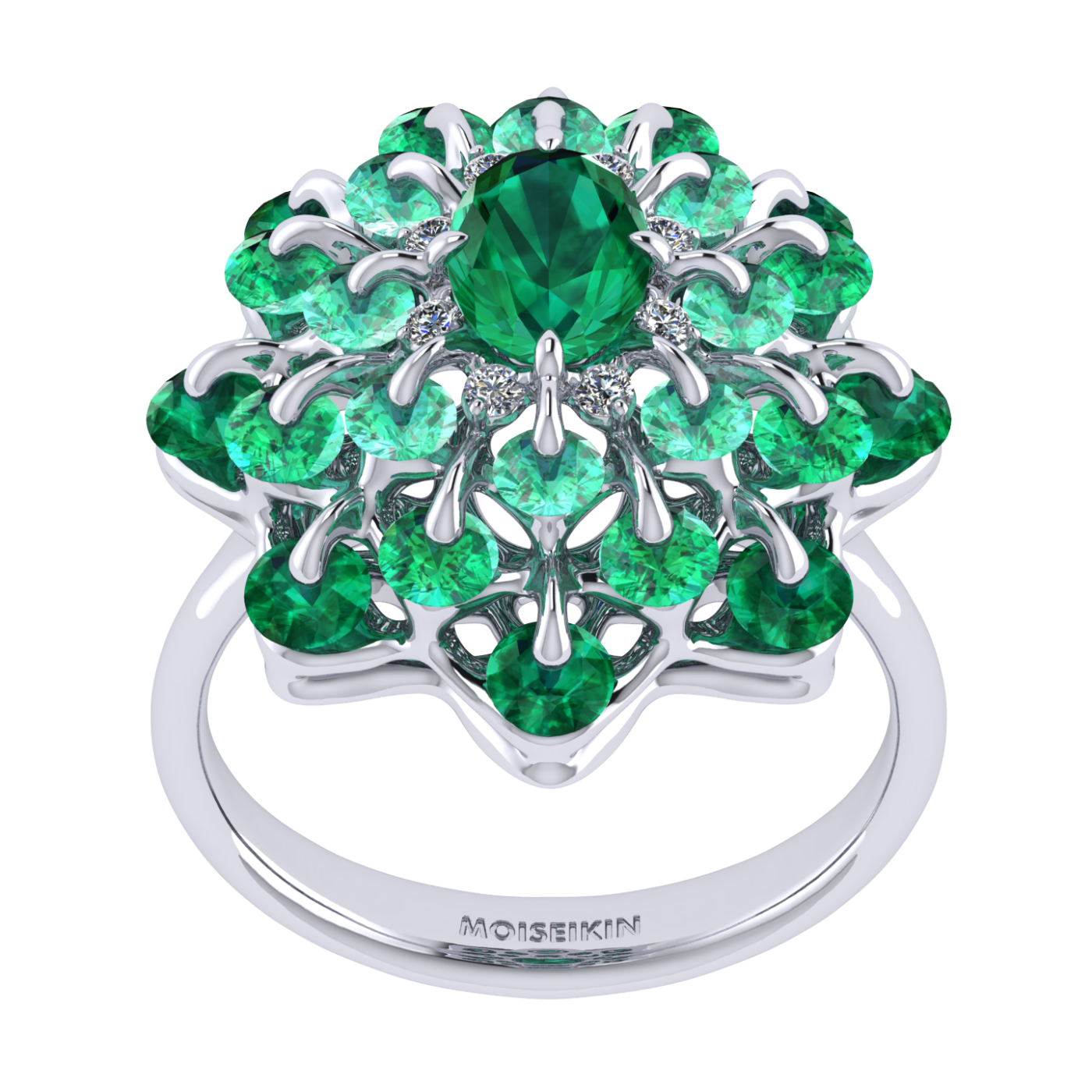 Ring 'The frame without the central stone', collection Ball of Colours, Emerald, Diamond | Photo 4