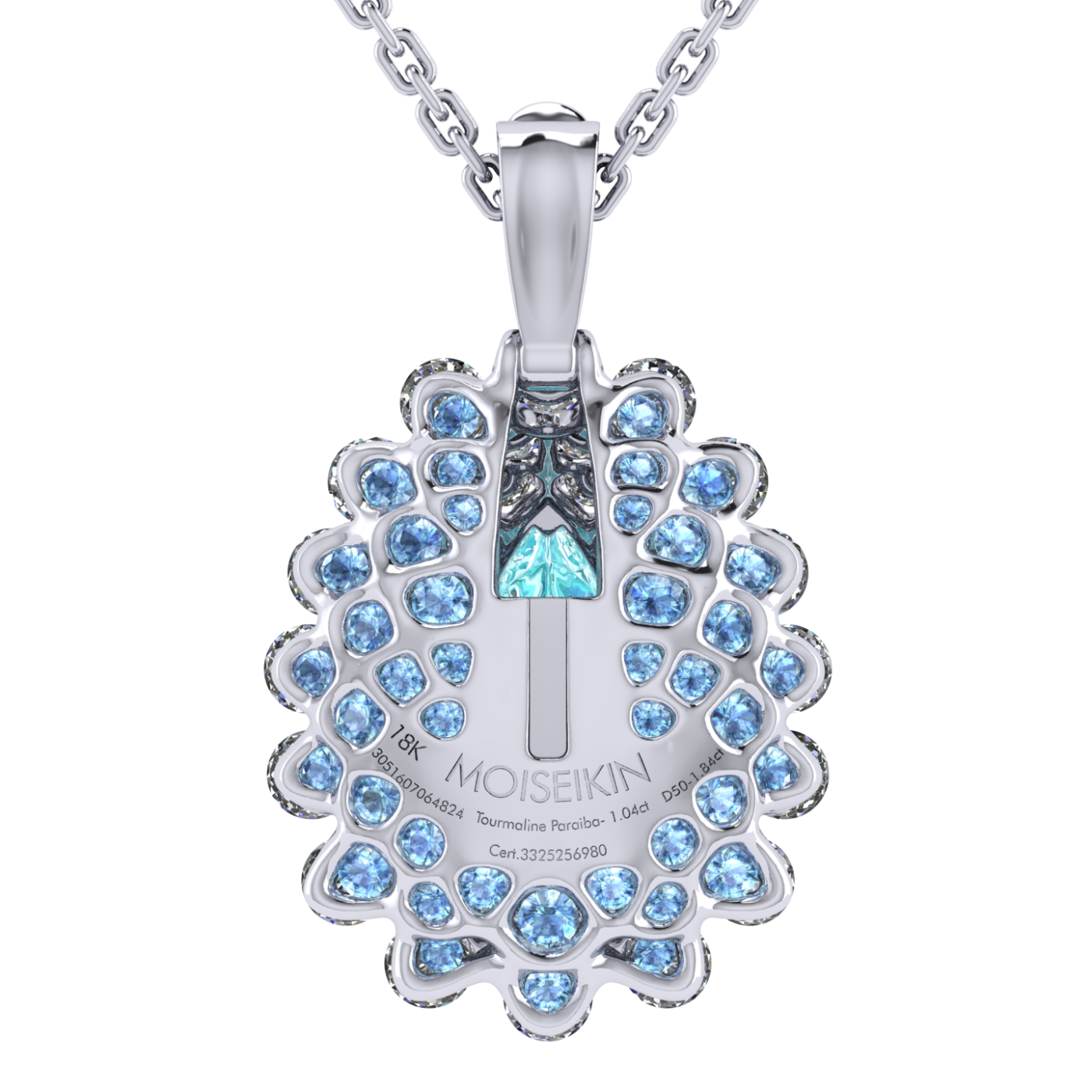 Ring Paraiba tourmaline, Diamond, Sapphire, 18K White Gold | Photo 2