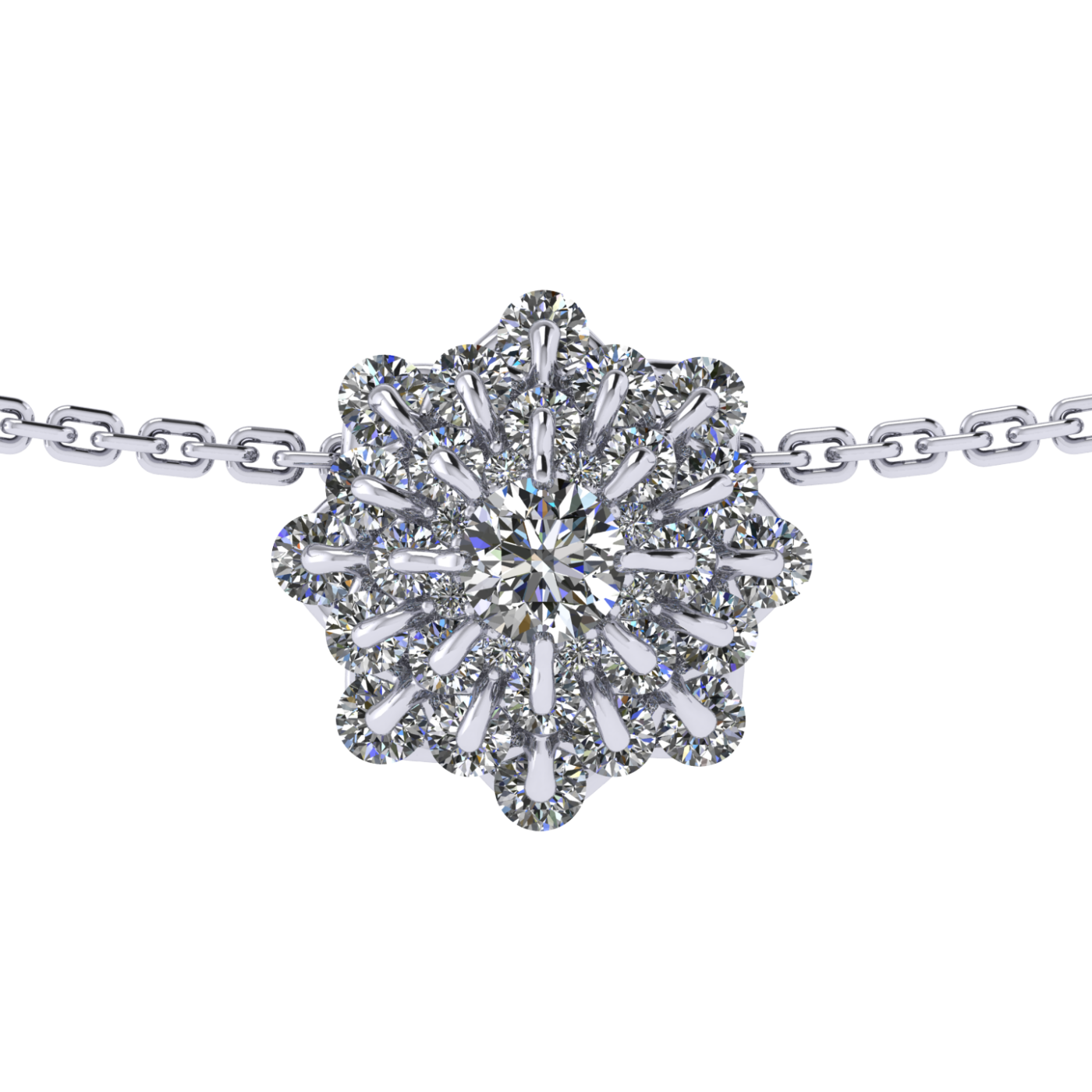 Necklace collection Waltz of Snowflakes, MOISEIKIN, Diamond, Diamond, Ruby, 18K White Gold | Photo 1