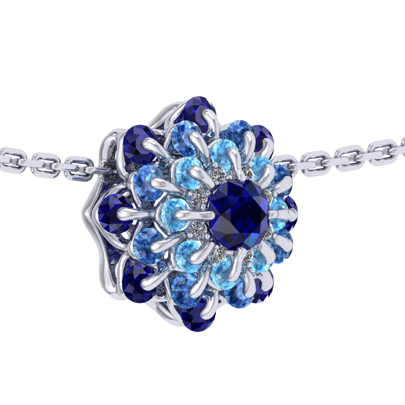 Pendant collection Ball of Colours, MOISEIKIN, Sapphire, Diamonds, 18K White Gold | Photo 2