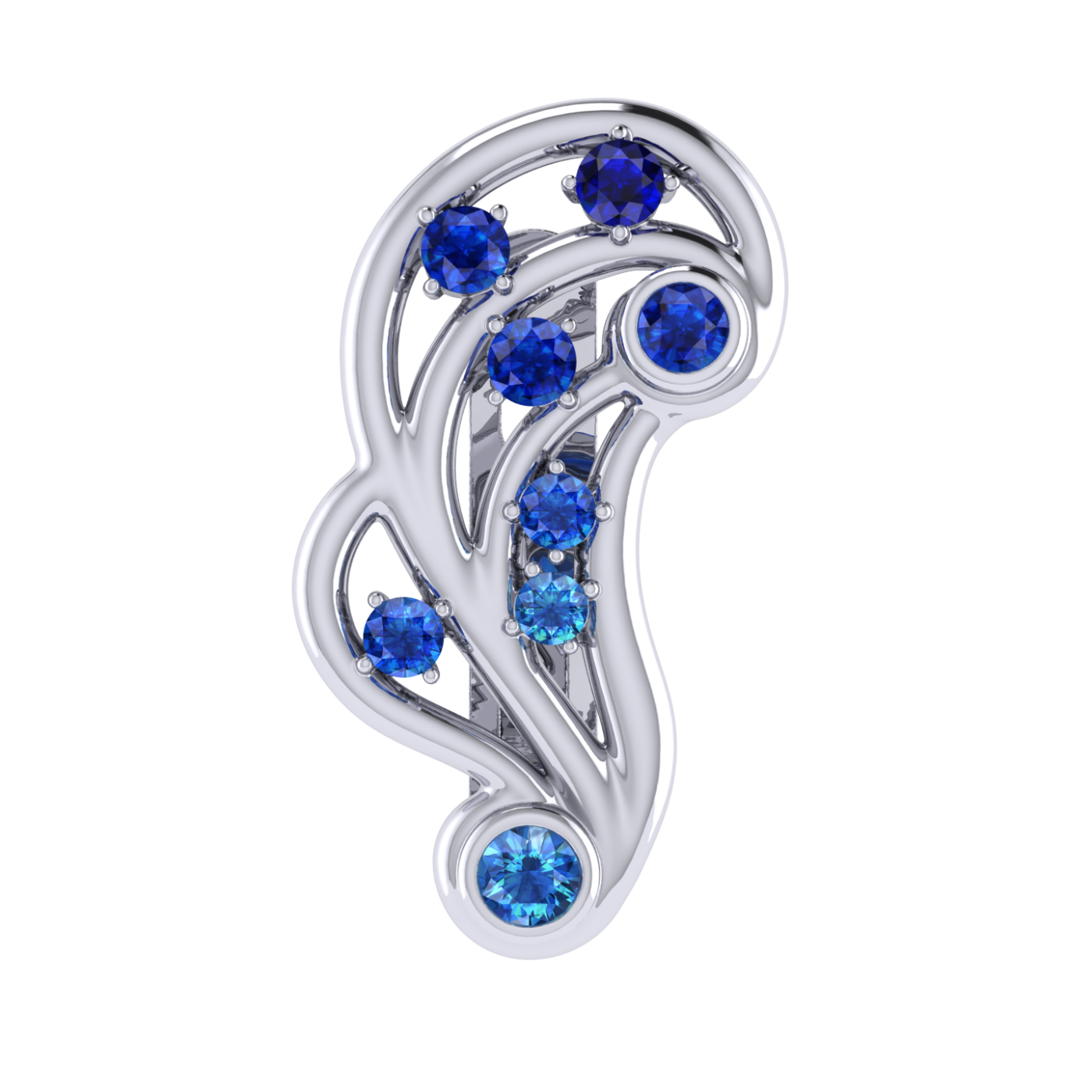 Earrings Amethyst, Sapphire, 18K White Gold | Photo 9