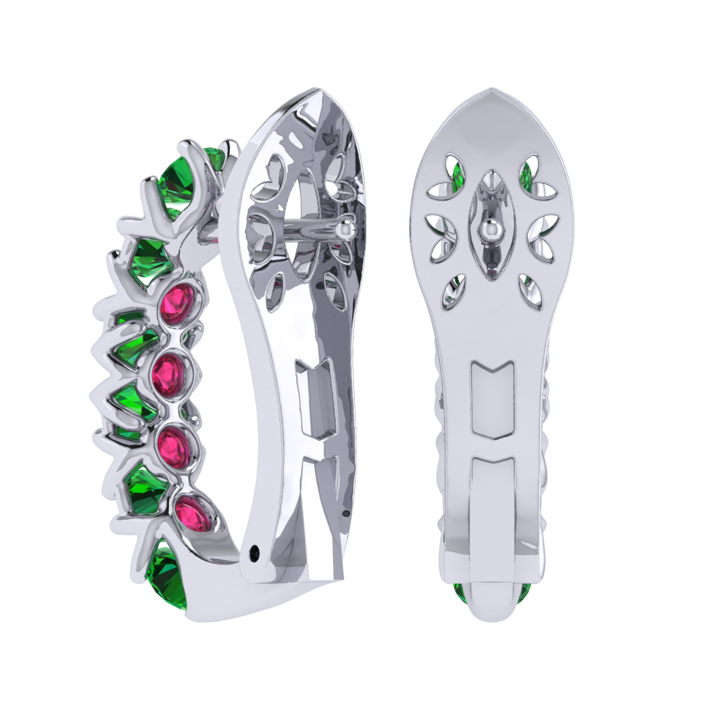 Earrings collection The Very, MOISEIKIN, Tsavorite, Ruby, 18K White Gold | Photo 2