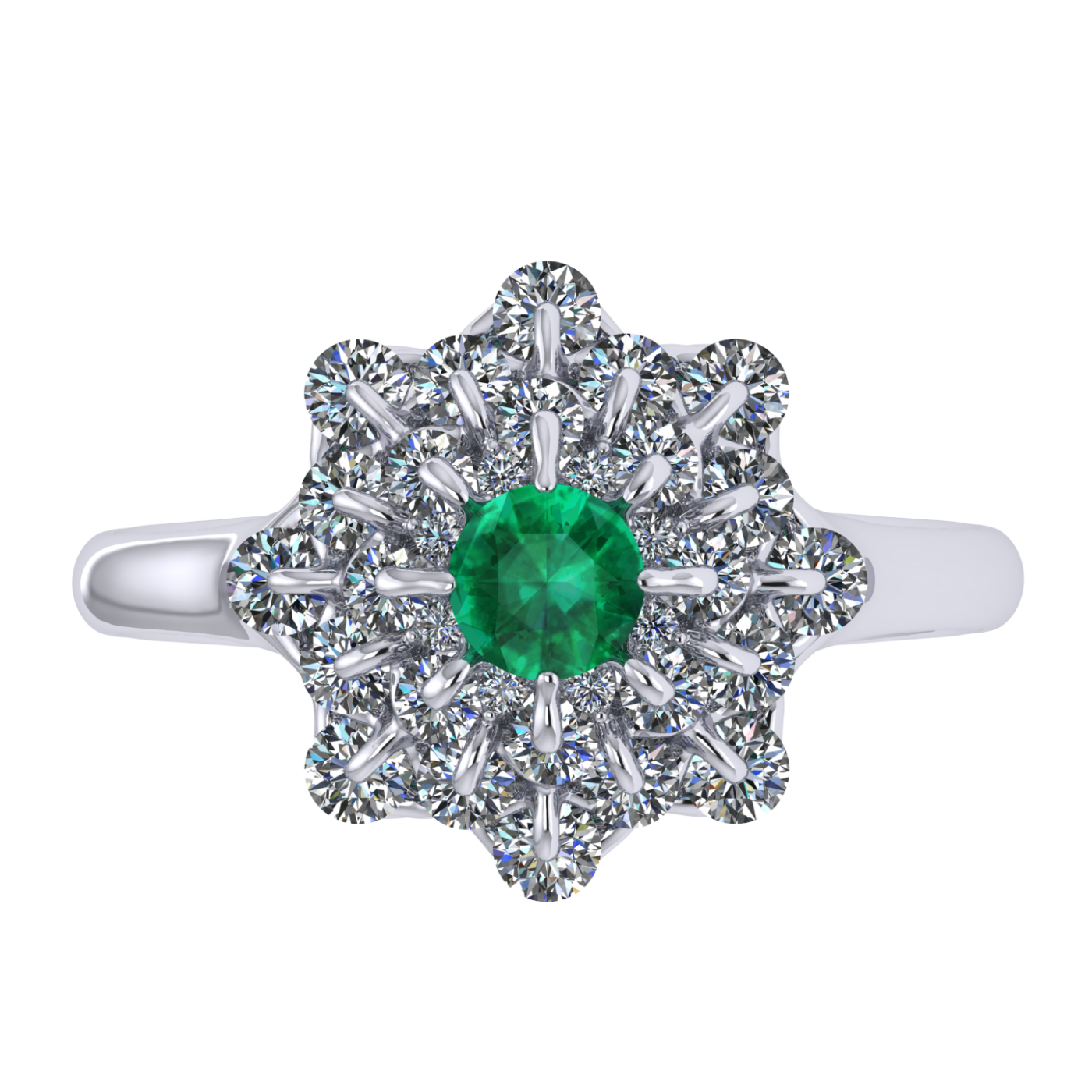 Ring collection Ball of Colours, MOISEIKIN, Emerald, Diamonds, 18K White Gold | Photo 3