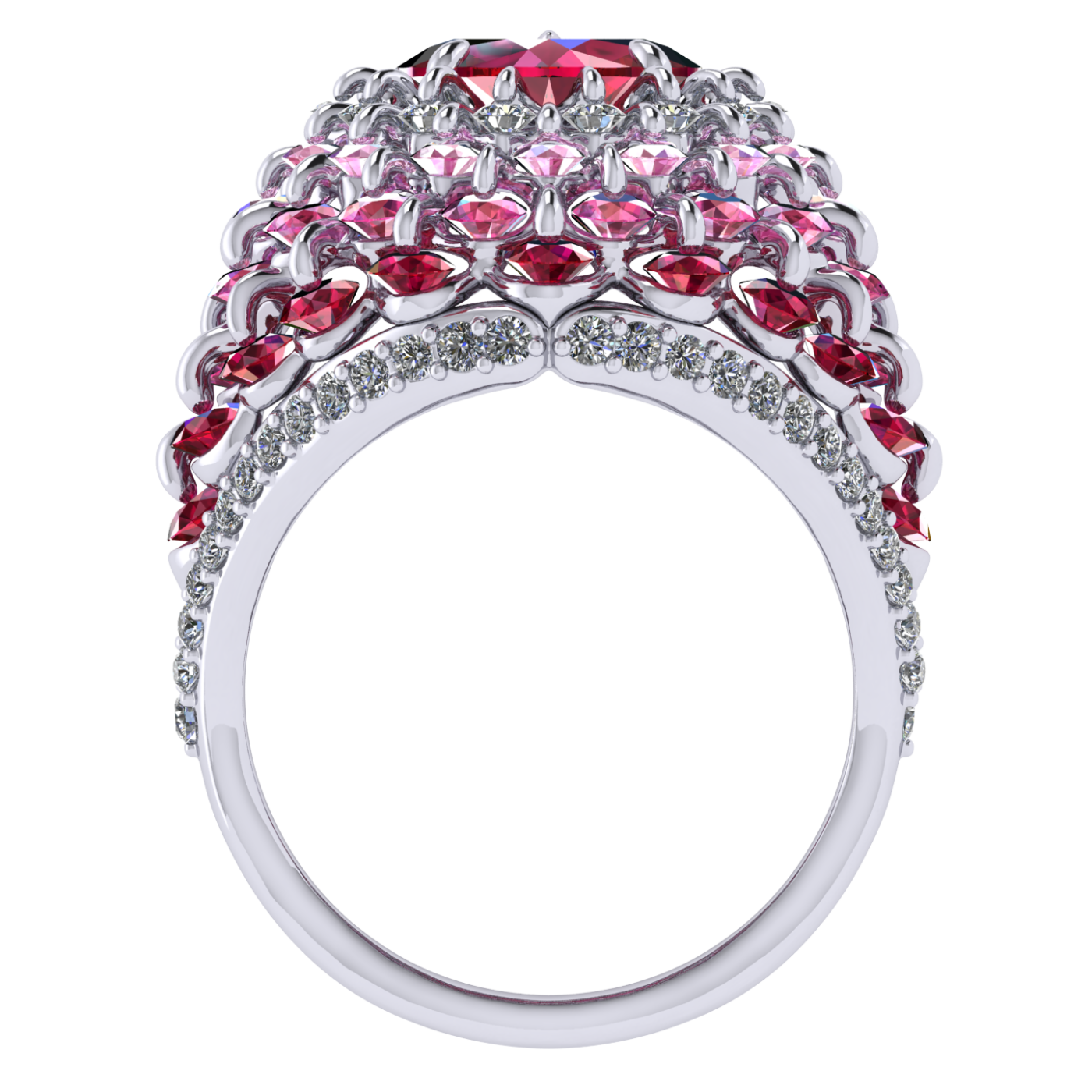 Ring 'The frame without the central stone', collection Royal Whim, Ruby, Diamond, Sapphire, 18K Gold | Photo 3