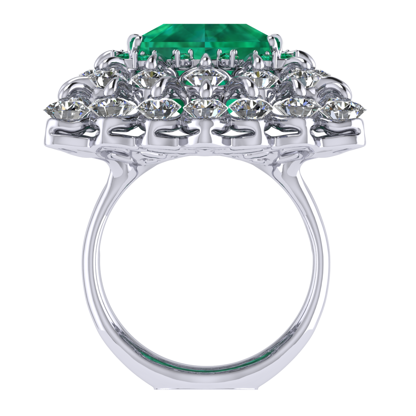 Ring 'The frame without the central stone', collection Ball of Colours, Emerald, Diamond | Photo 3