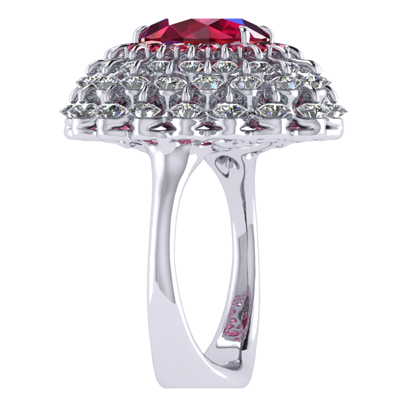 Ring 'The frame without the central stone', collection Ball of Colours, Ruby, Diamond, 18K White Gold | Photo 5
