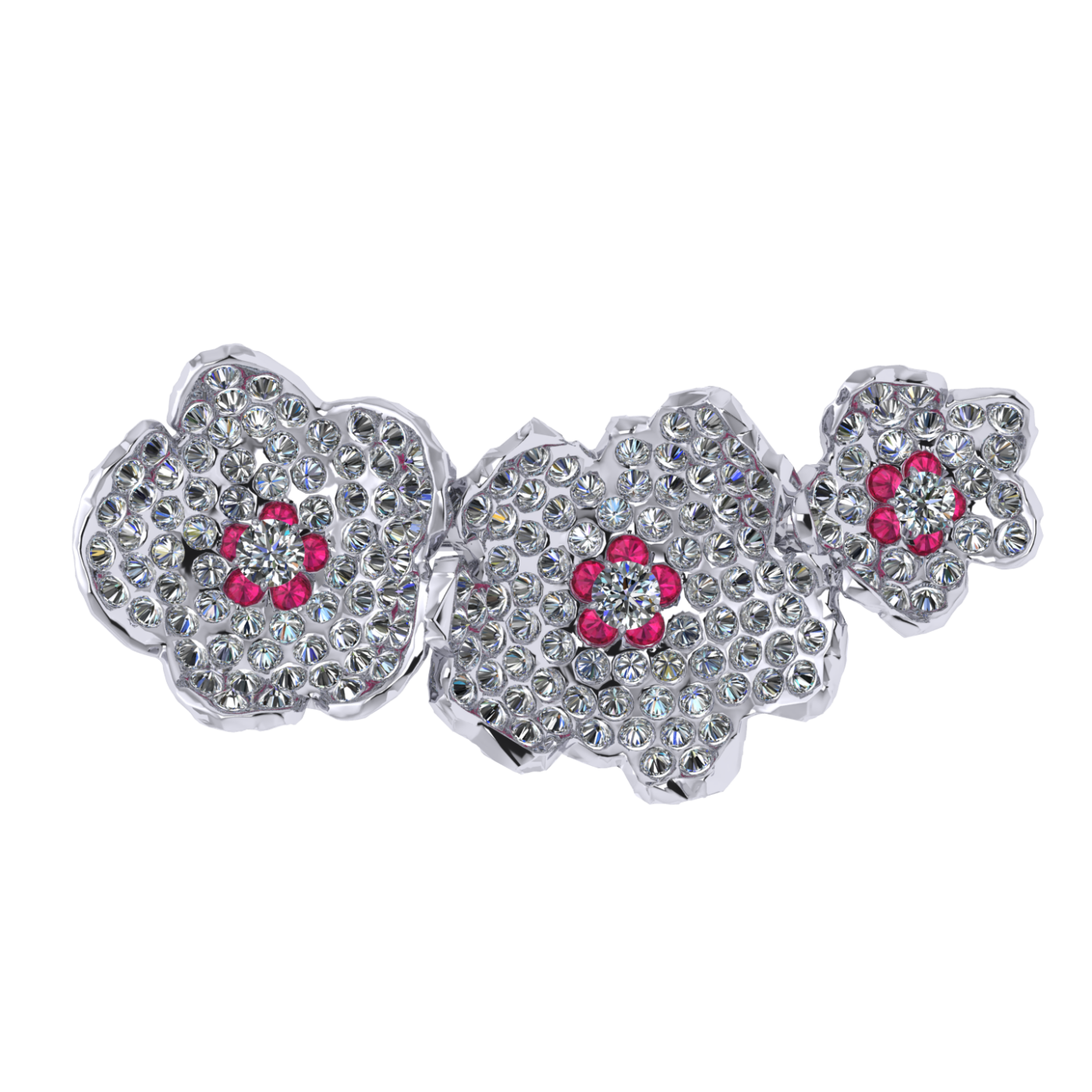Brooch collection Almond Blossom, MOISEIKIN, Diamond, Ruby, 18K White Gold | Photo 1