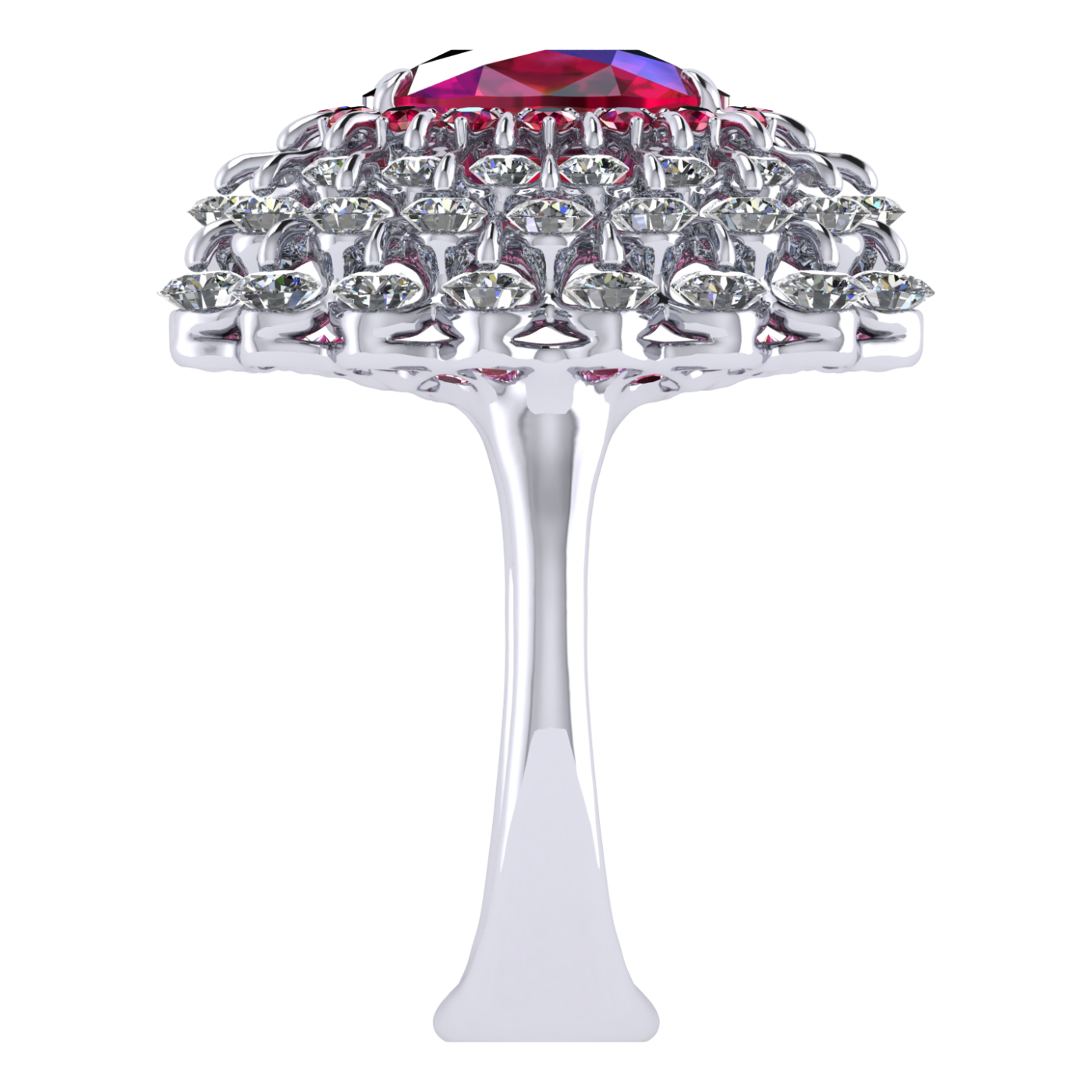 Ring 'The frame without the central stone', collection Ball of Colours, Ruby, Diamond, 18K White Gold | Photo 4