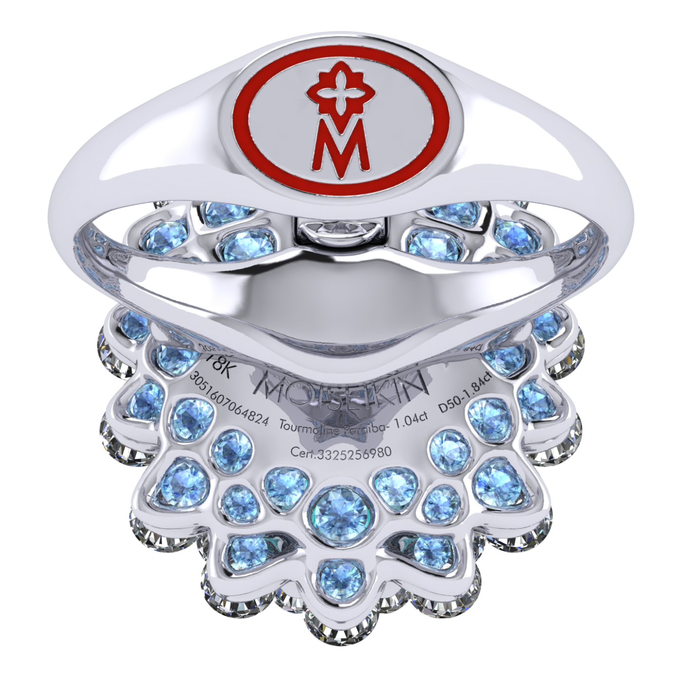 Ring Paraiba tourmaline, Diamond, Sapphire, 18K White Gold | Photo 7
