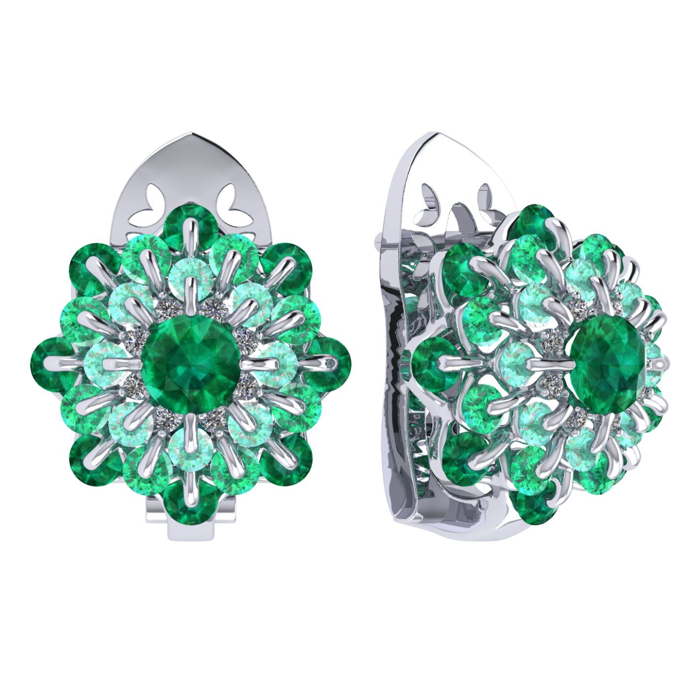 Earrings collection Ball of Colours, MOISEIKIN, Emeralds, Diamonds, 18K White Gold | Photo 1