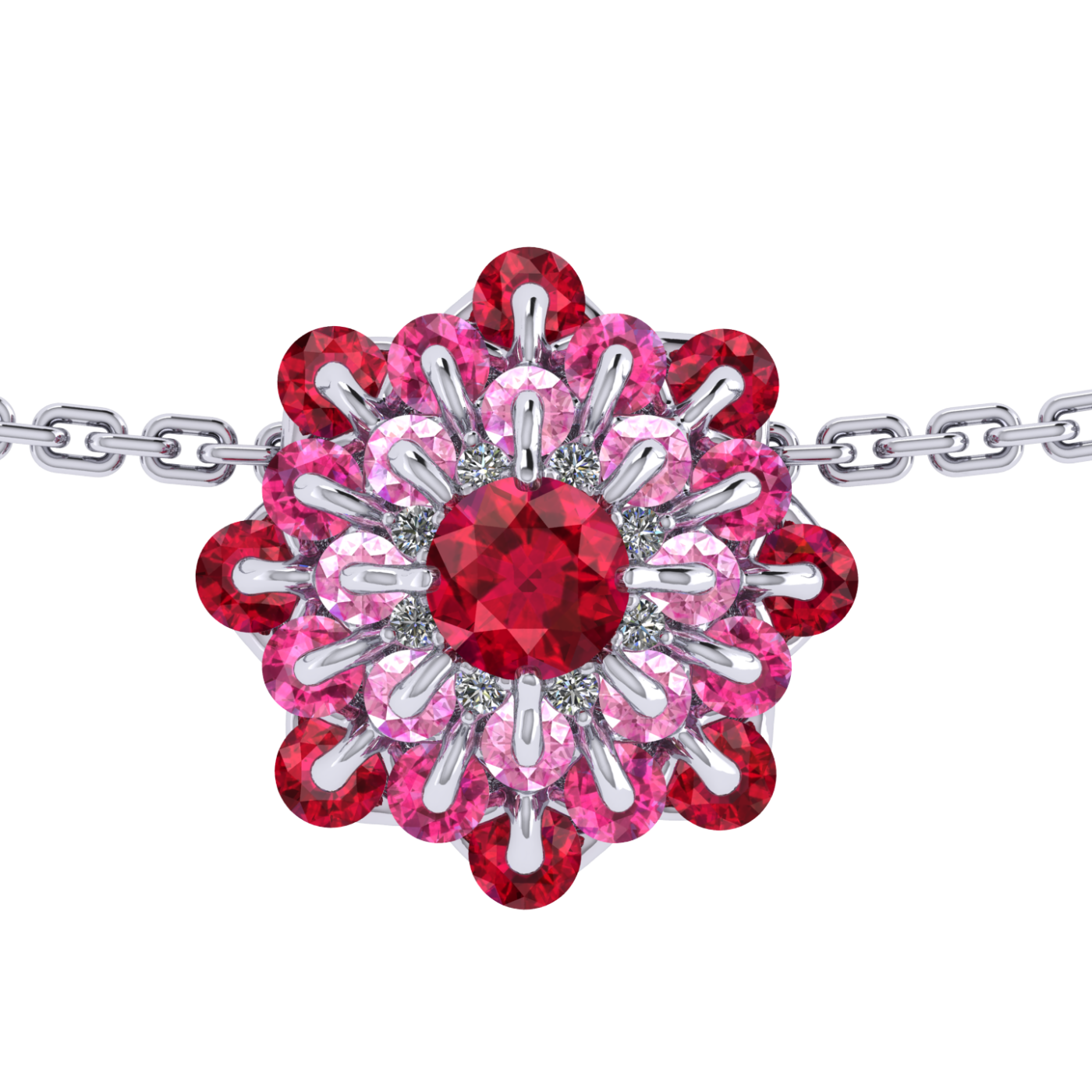 Pendant collection Ball of Colours , MOISEIKIN, Ruby, Diamonds, Sapphires, 18K White Gold | Photo 1