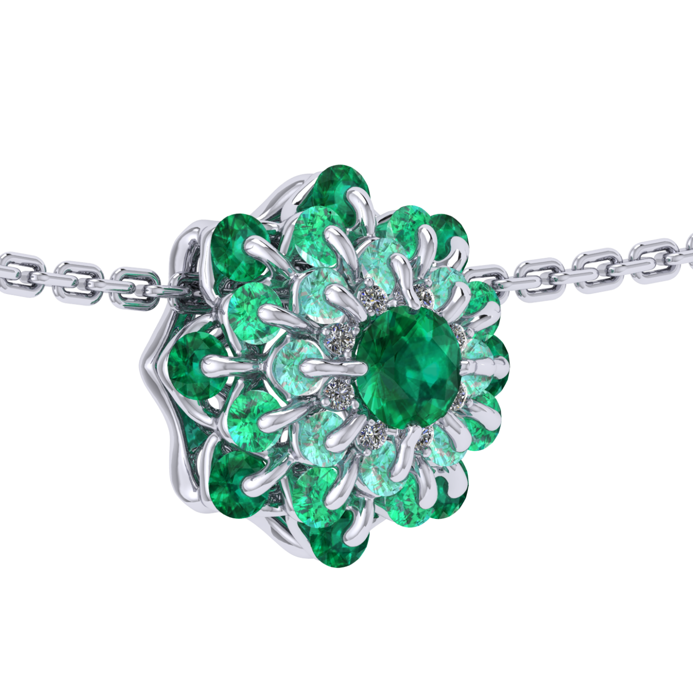 Pendant collection Ball of Colours, MOISEIKIN, Emerald, Diamonds, 18K White Gold | Photo 2