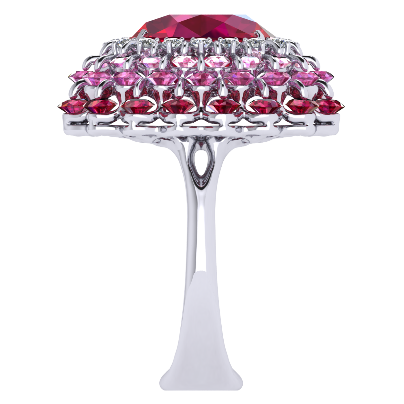 Ring 'The frame without the central stone', Ruby, Diamond, Sapphire, 18K White Gold | Photo 5