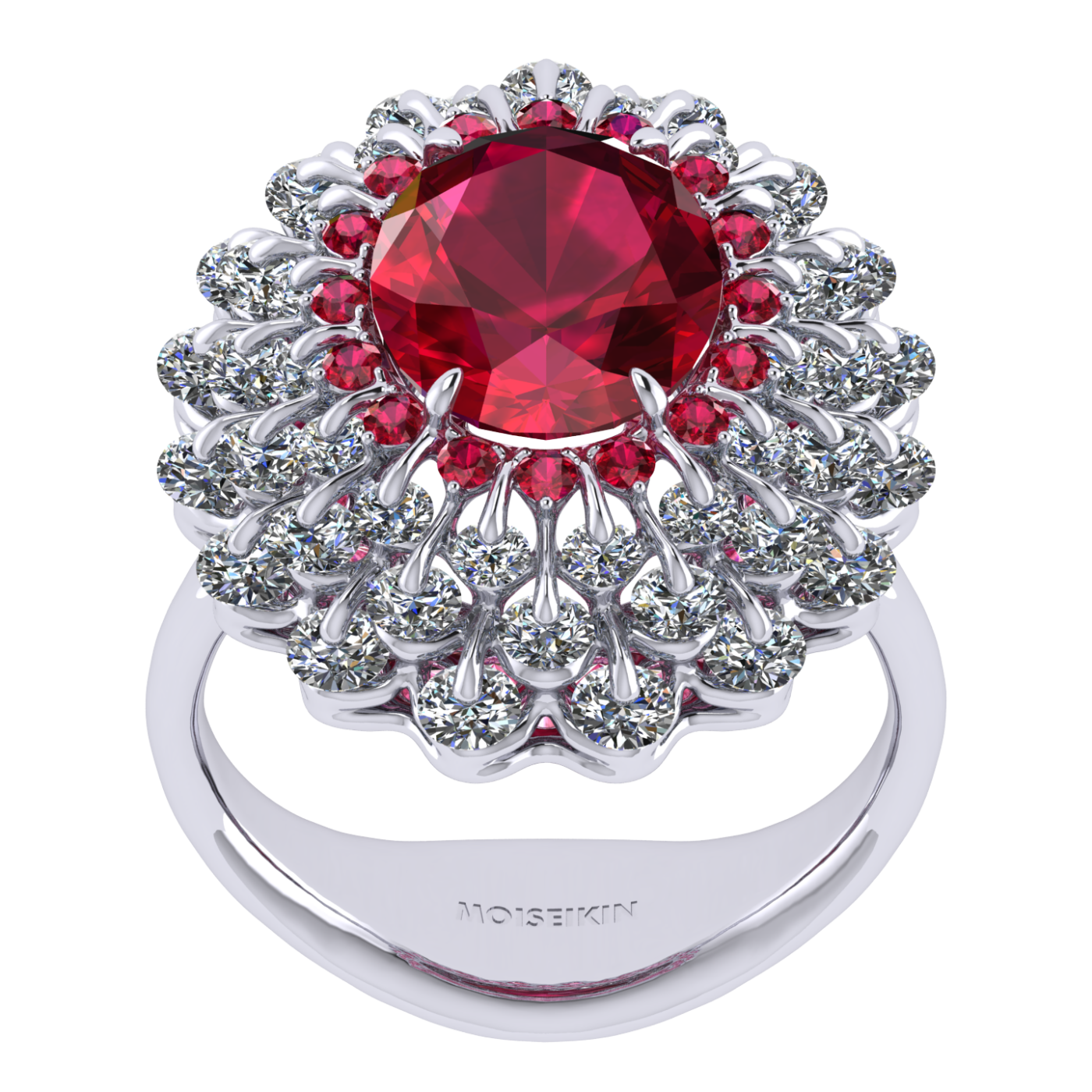 Ring 'The frame without the central stone', collection Ball of Colours, Ruby, Diamond, 18K White Gold | Photo 5