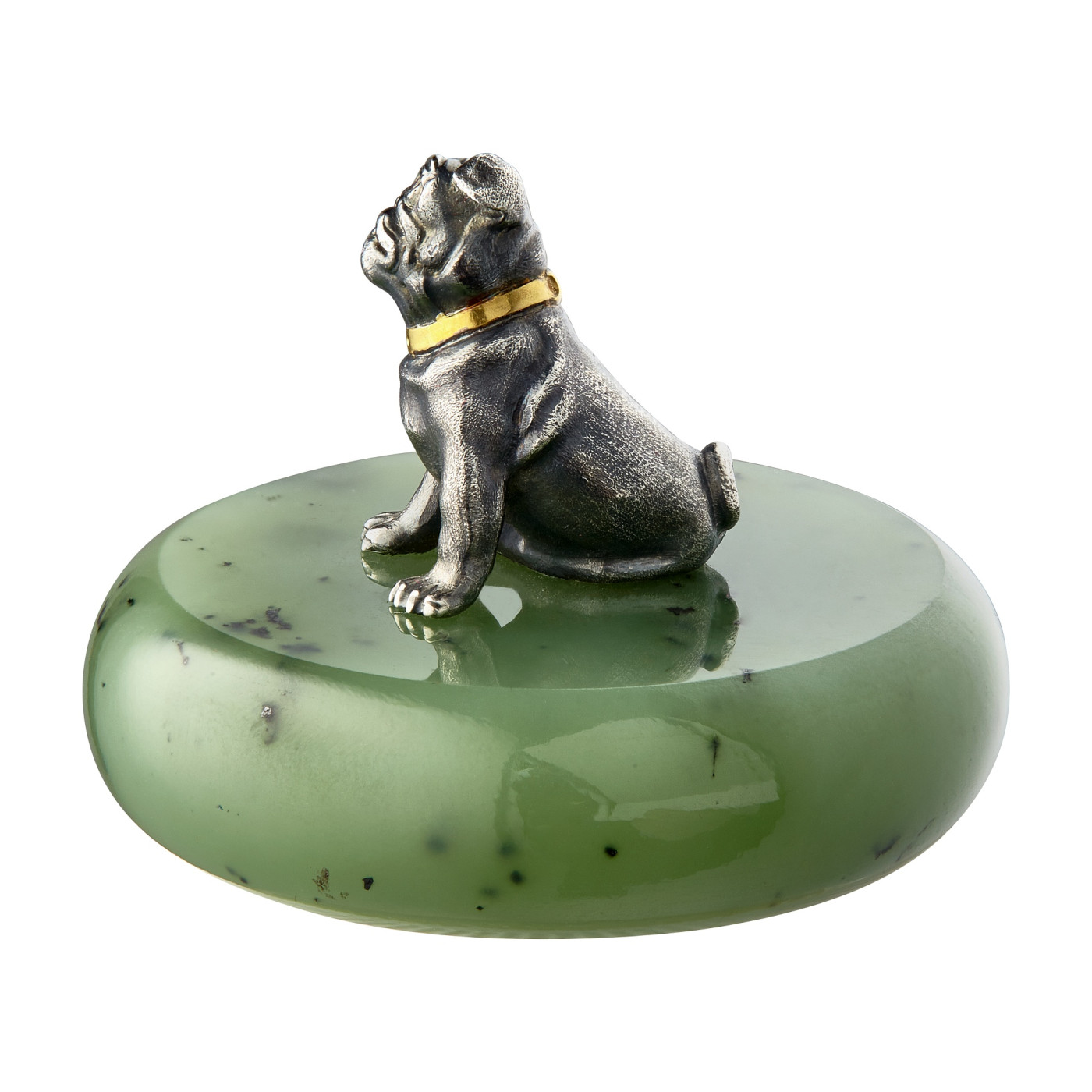 Souvenir 'Pug', collection Symbol of the Year, Nephrite, Ruby, SV925 Silver | Photo 2