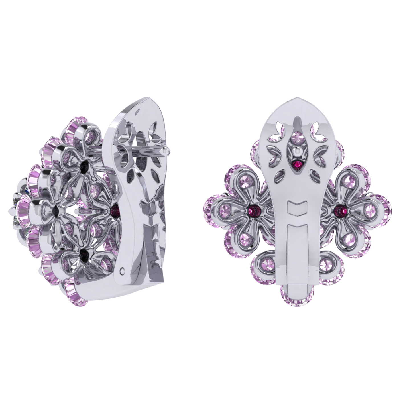 Earrings collection Forget-me-nots, MOISEIKIN, Diamond, Sapphire, Ruby, 18K White Gold | Photo 2