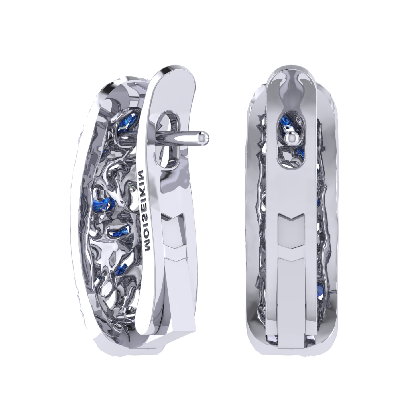 Earrings collection Starry Night, Diamond, Sapphire, 18K White Gold | Photo 2