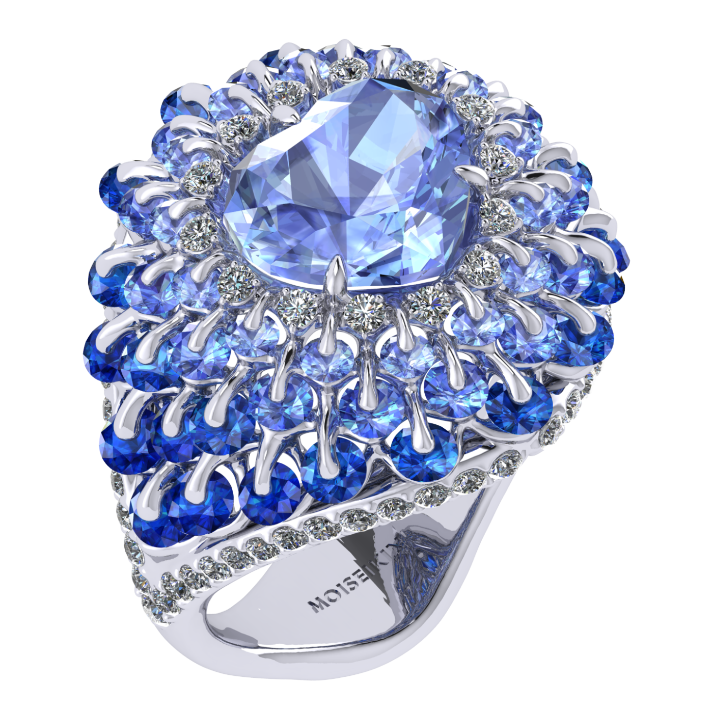 Ring 'The frame without the central stone', collection Royal Whim, Sapphire, Diamond, Ruby, 18K Gold | Photo 3