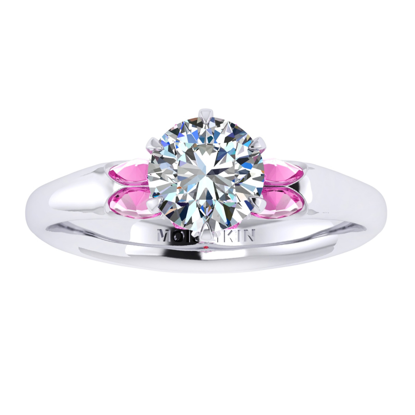 Ring «The Lotus», collection Harmony of Water, MOISEIKIN, Diamond, Ruby, Sapphire, 18K White Gold | Photo 3